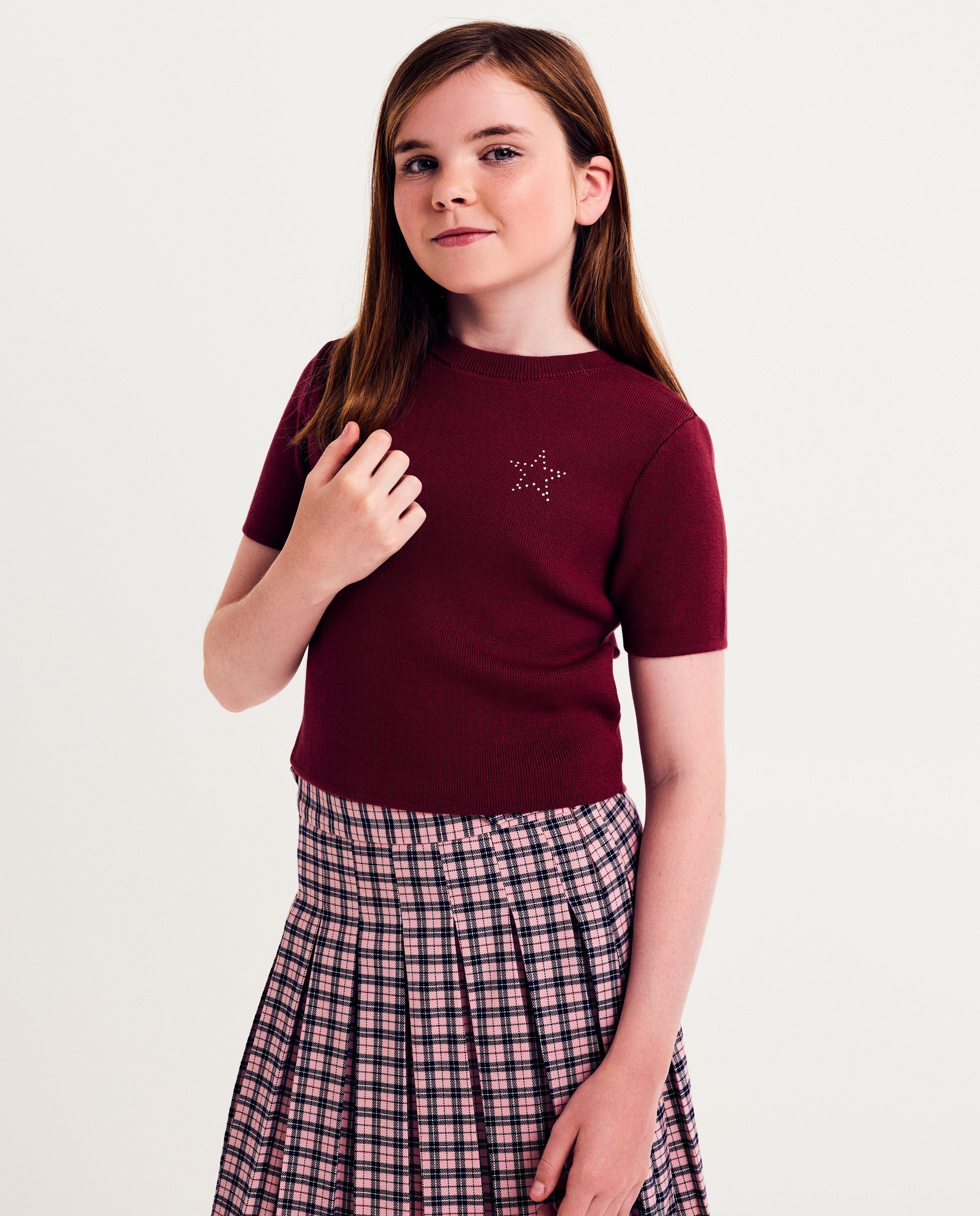 T-shirt met ster van strass-steentjes