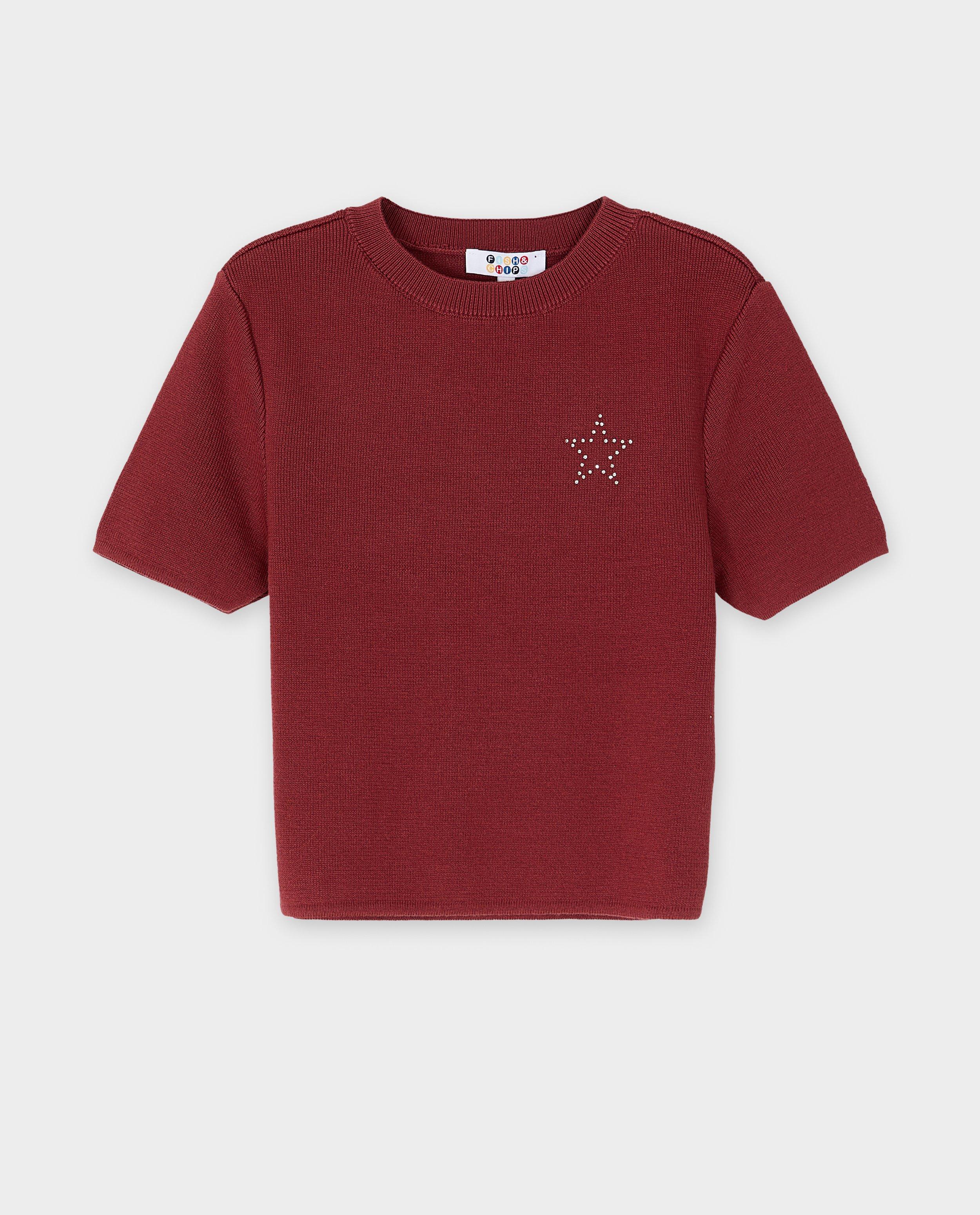 Truien - T-shirt met ster van strass-steentjes