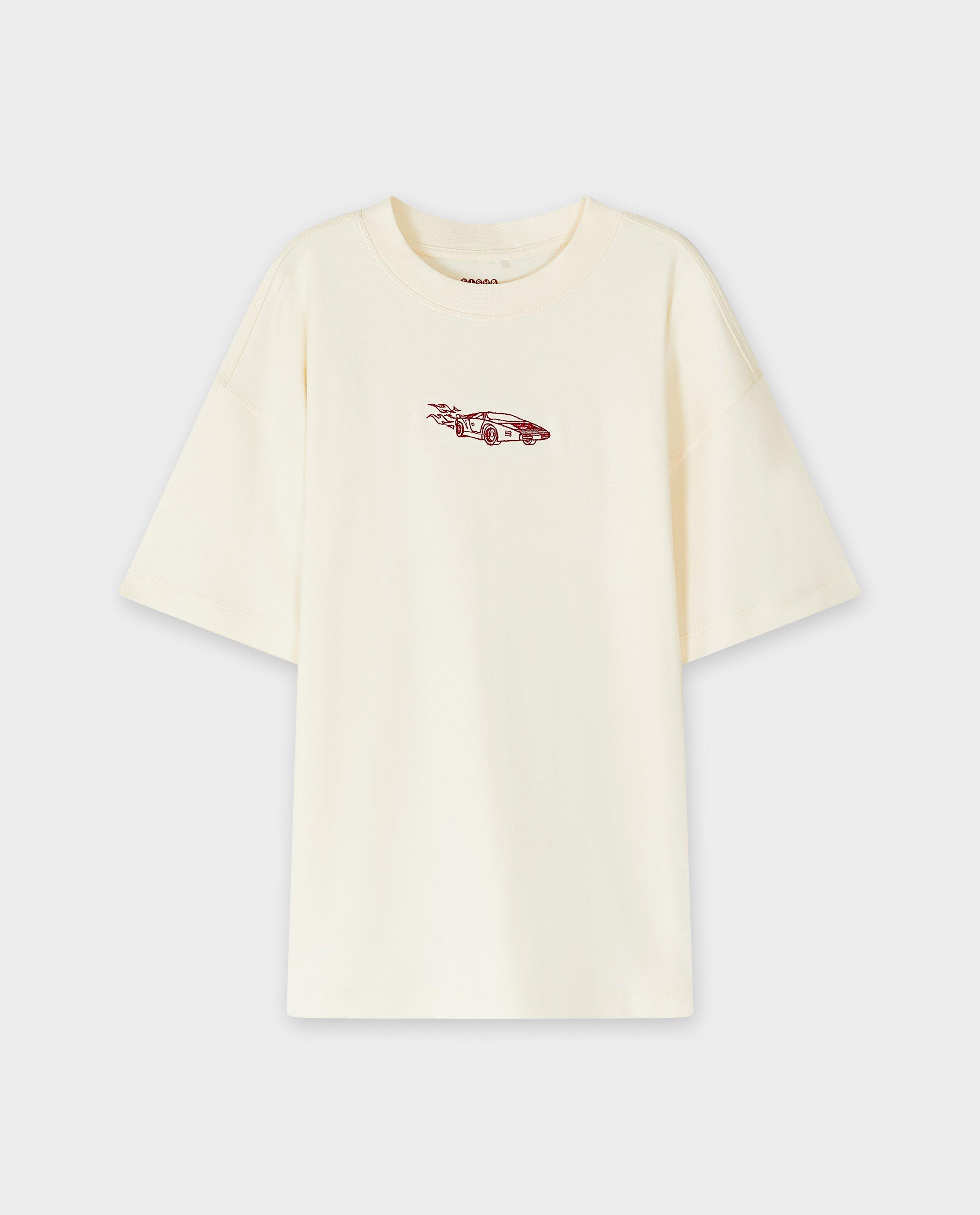 T-shirts - T-shirt met geborduurde auto, loose fit