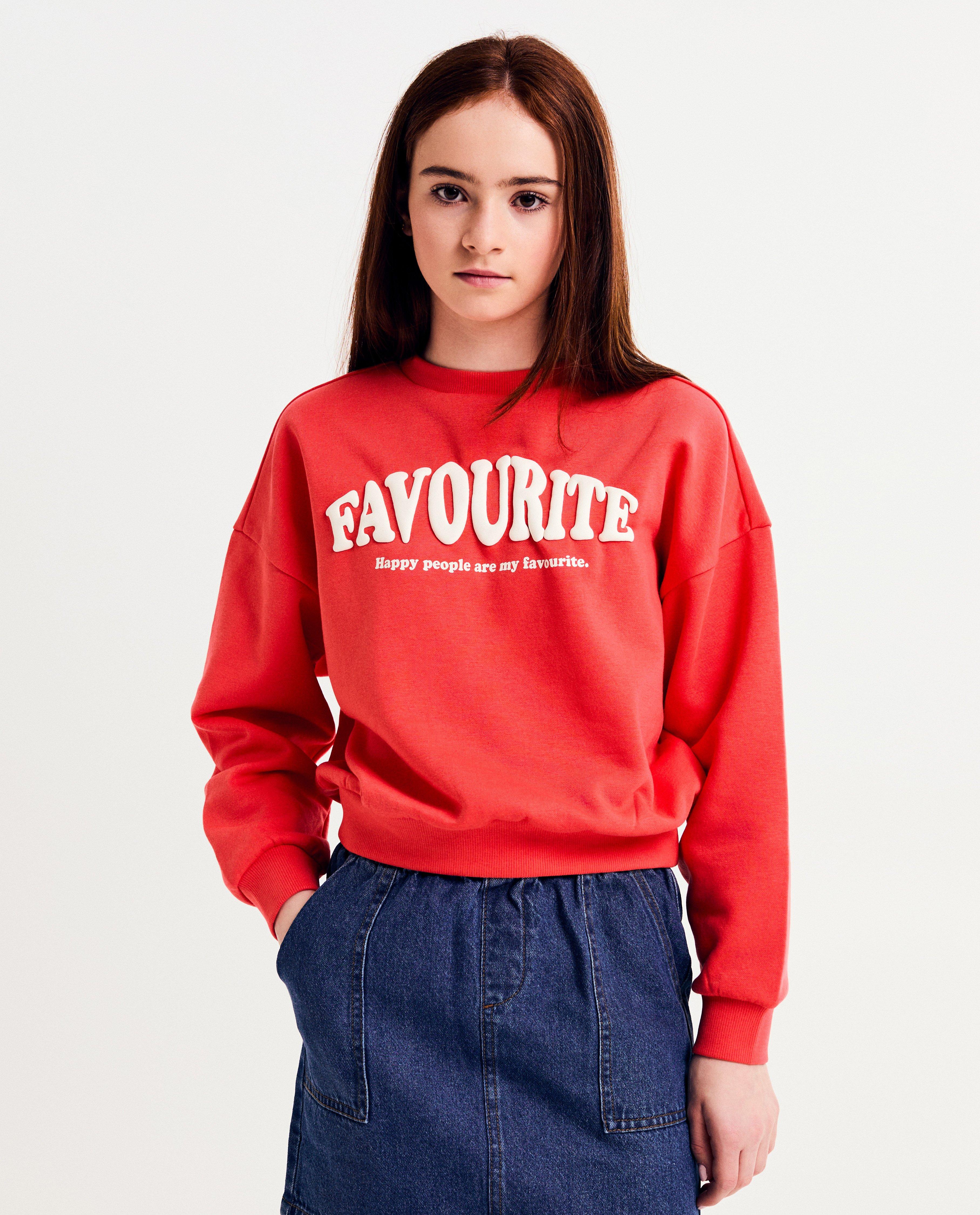 Sweater met opschrift in reliëf, oversized fit - null - Besties