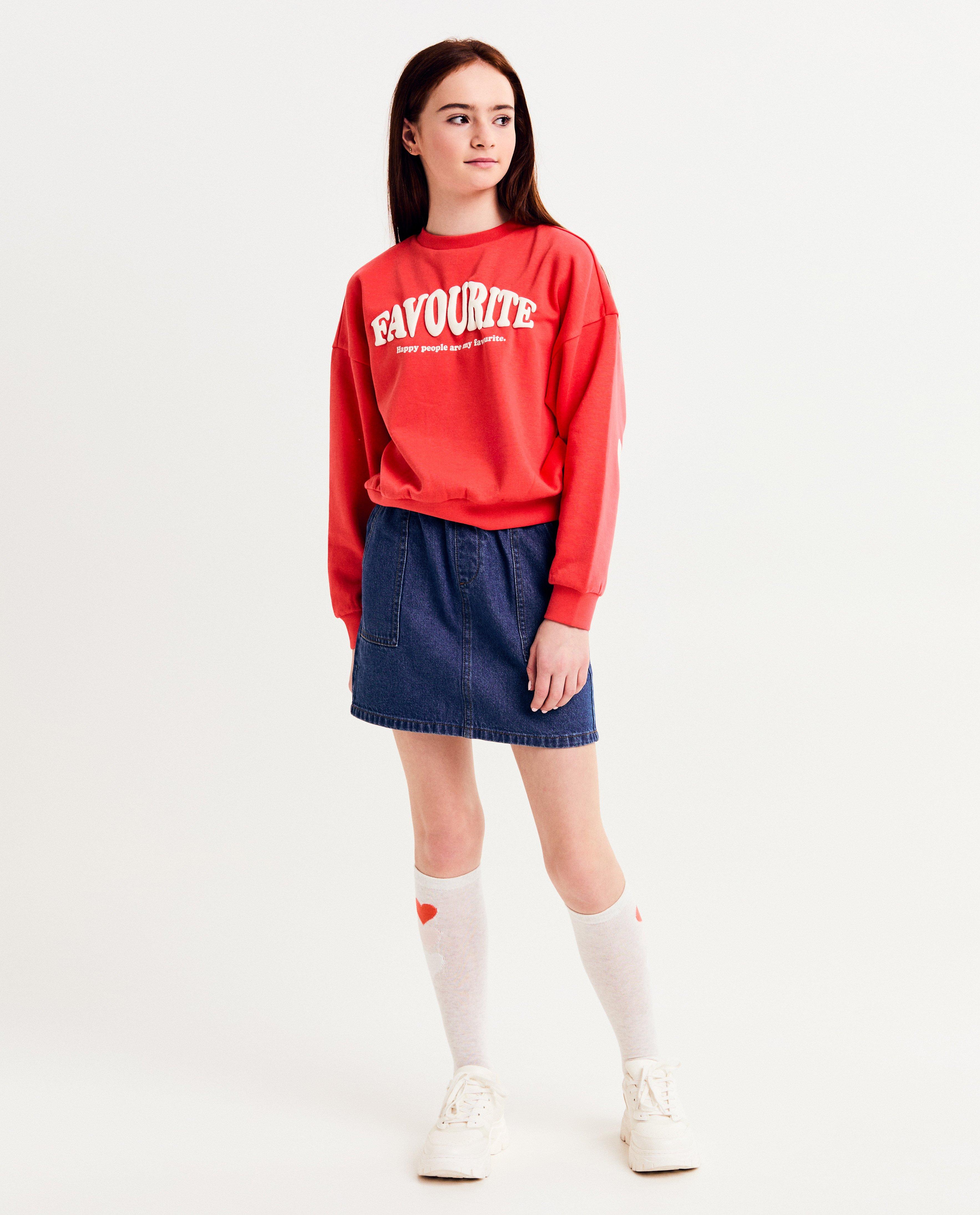 Sweaters - Sweater met opschrift in reliëf, oversized fit
