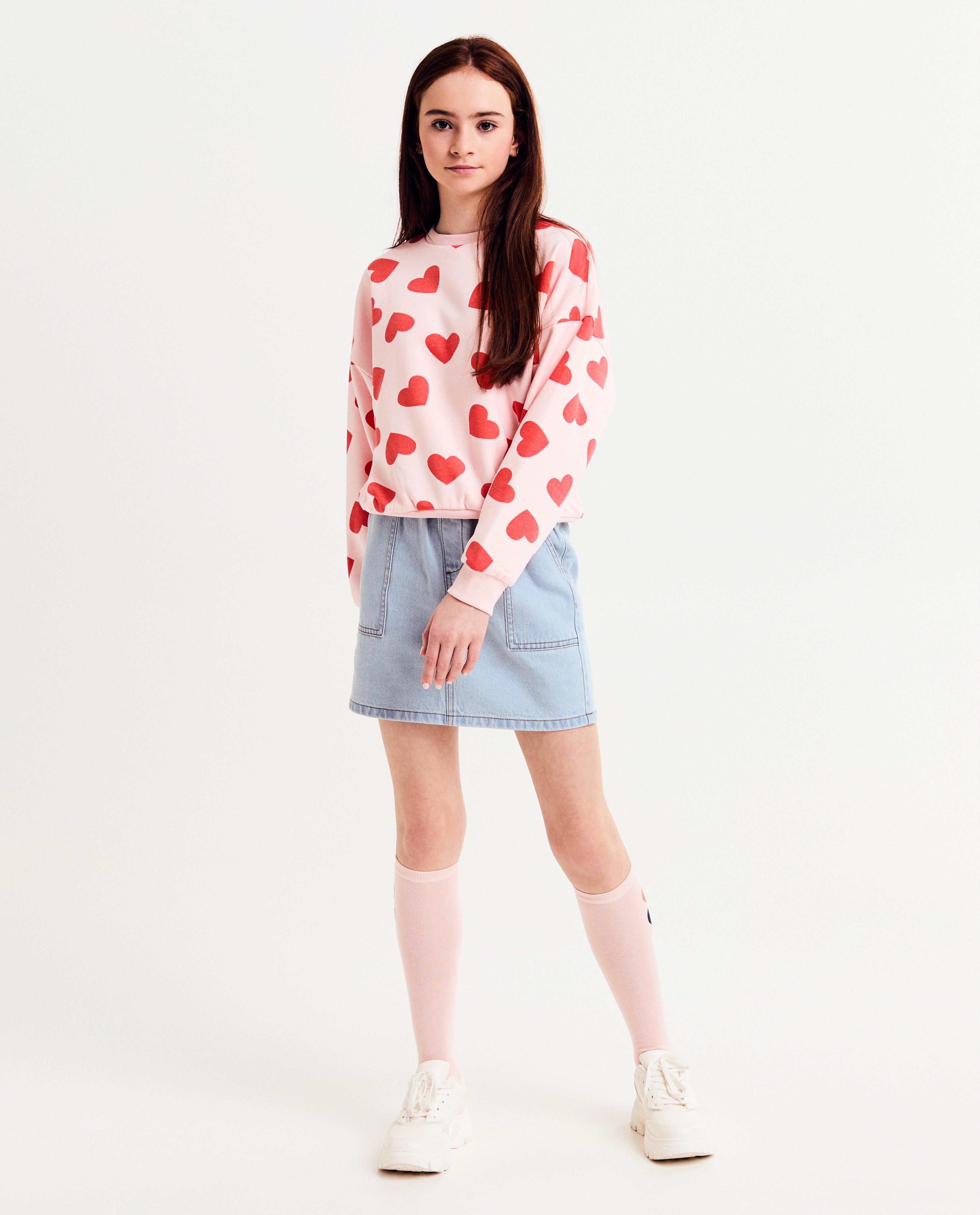 Sweaters - Sweater met hartjesprint, oversized fit