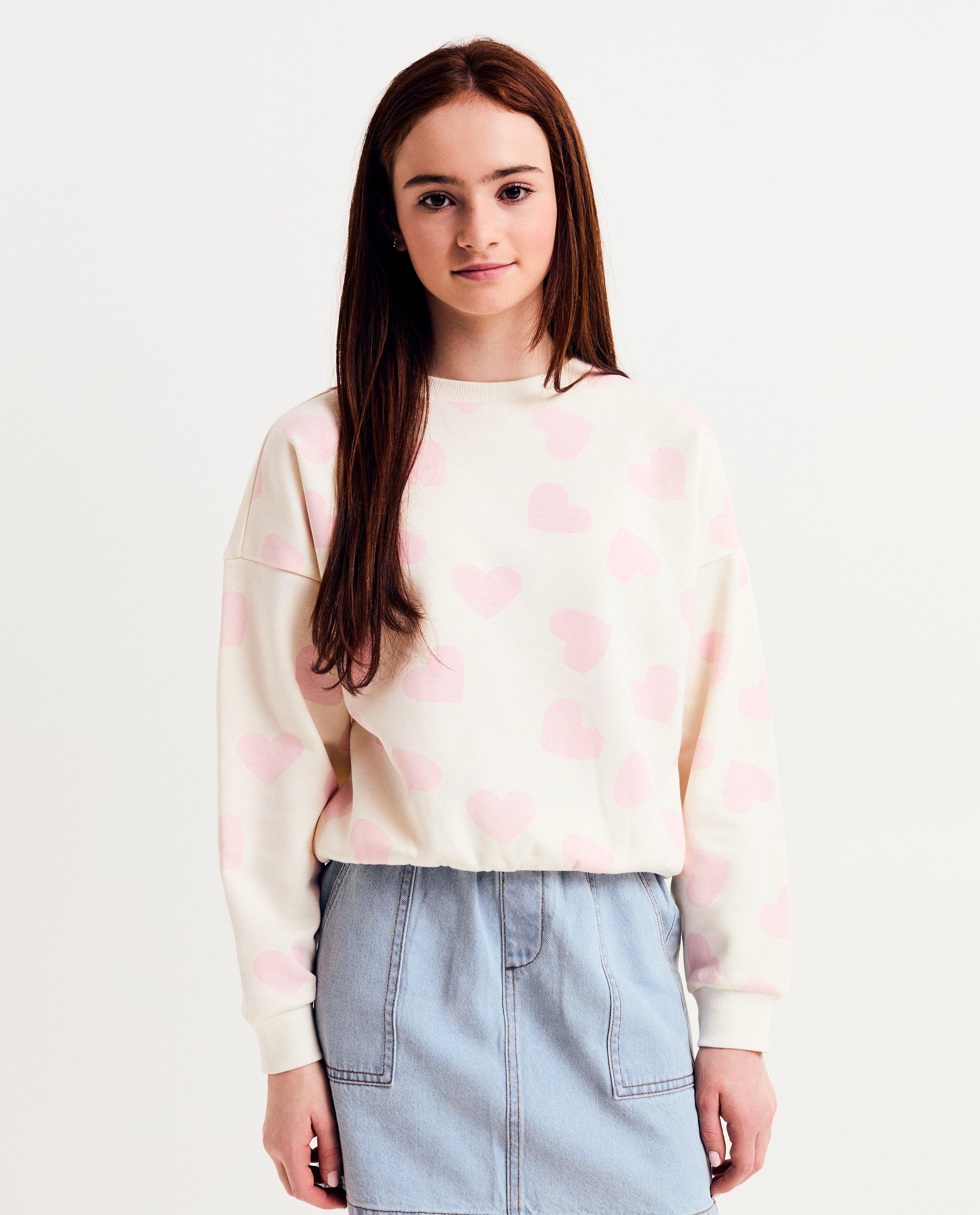 Sweater met hartjesprint, oversized fit - null - Besties