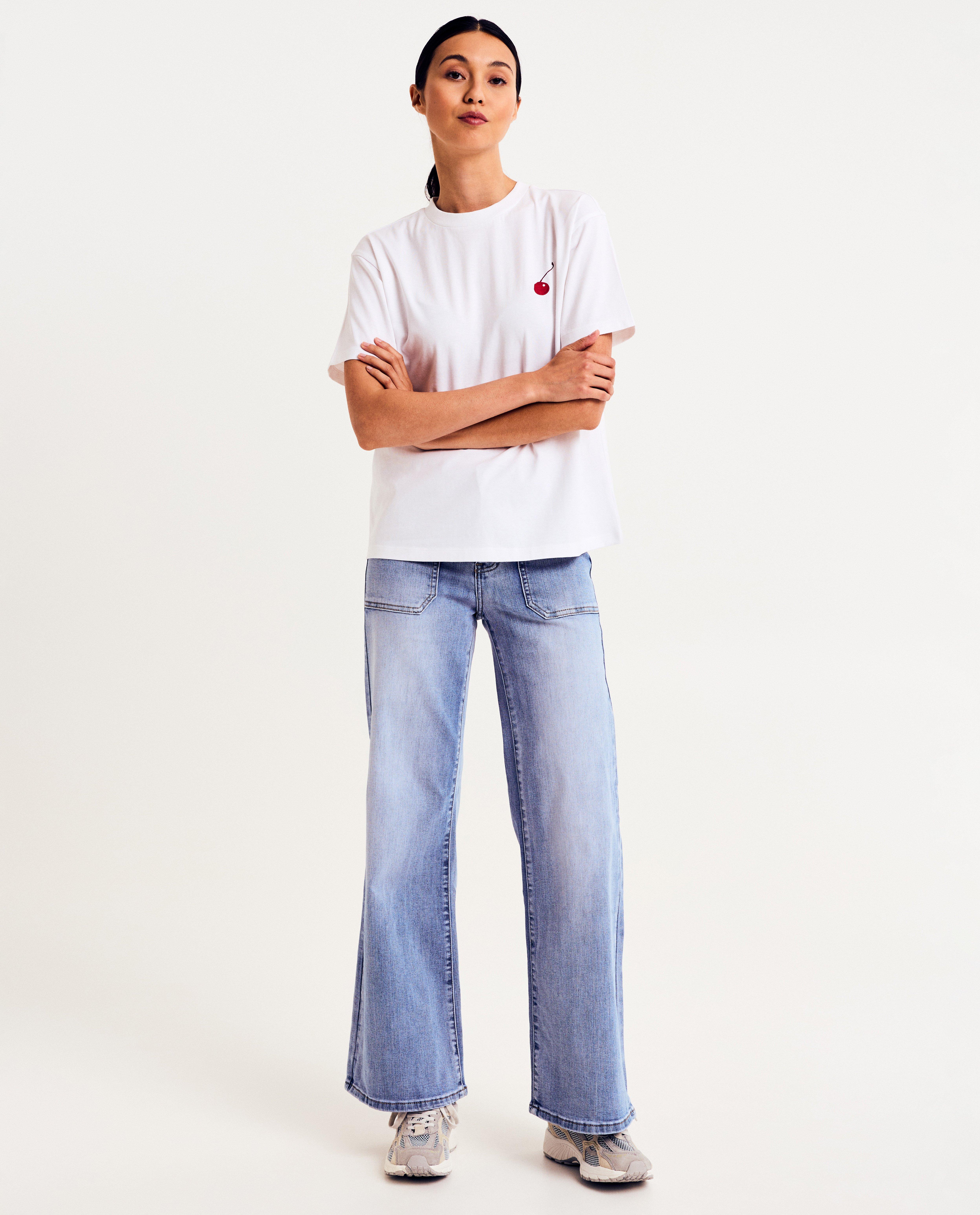 Grijze jeans, flared fit - null - Sora