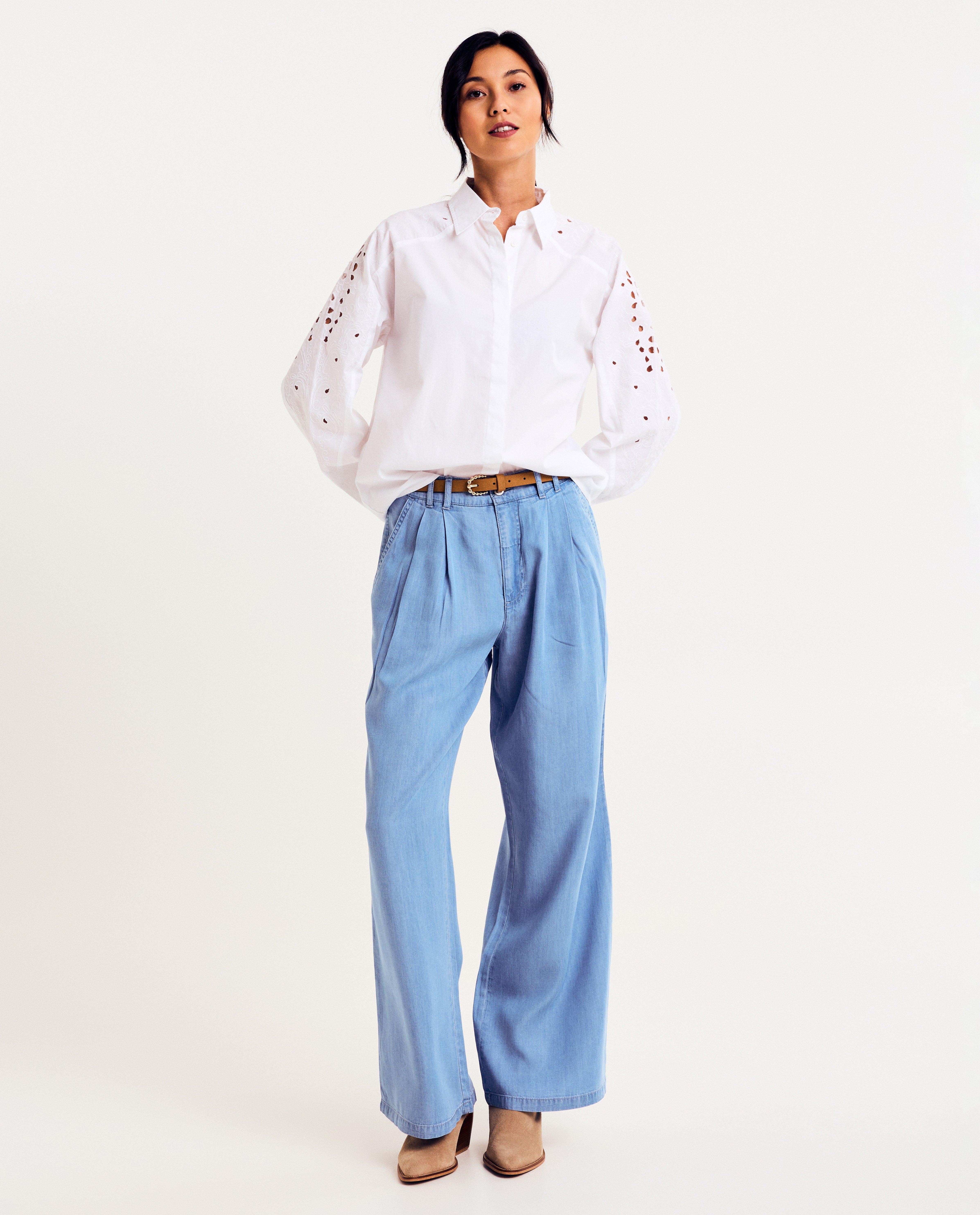 Blauwe jeans, wide leg fit