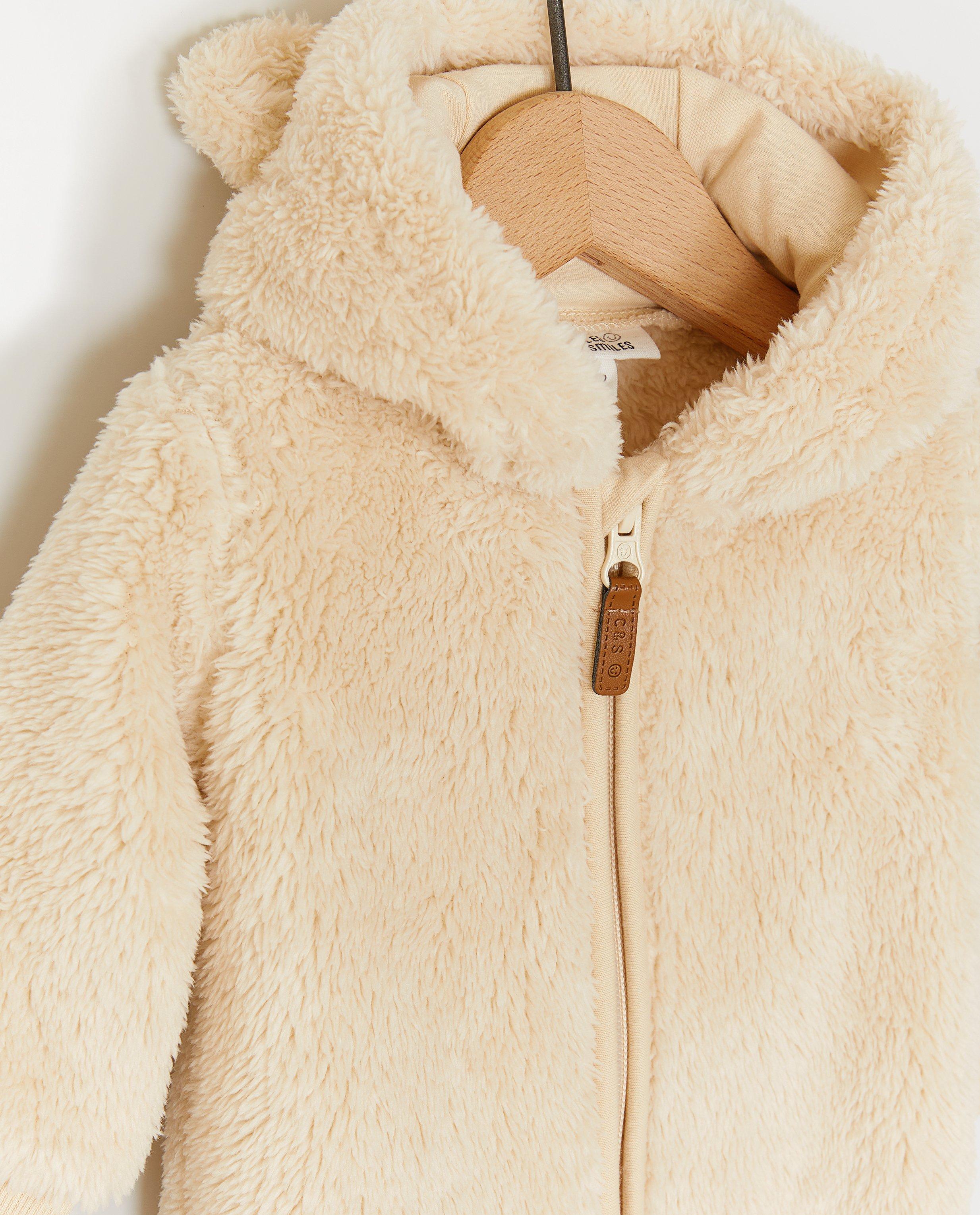 Combinaison en peluche de polyester recycl&eacute; - D&eacute;tails du produit - beige clair - image num&eacute;ro 3