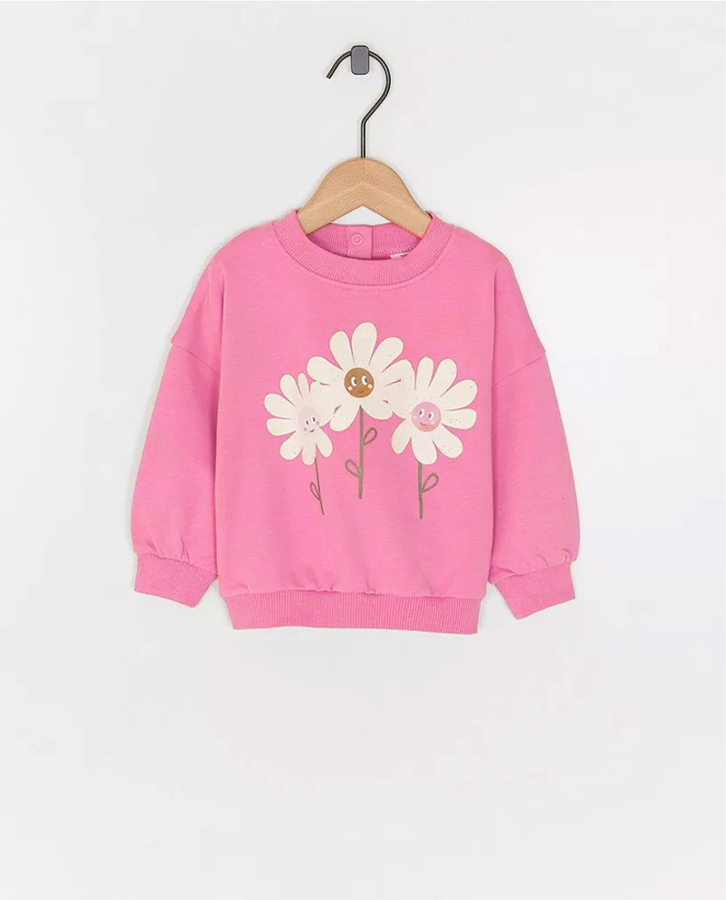 Sweater met reliëfprint bloemen, loose fit