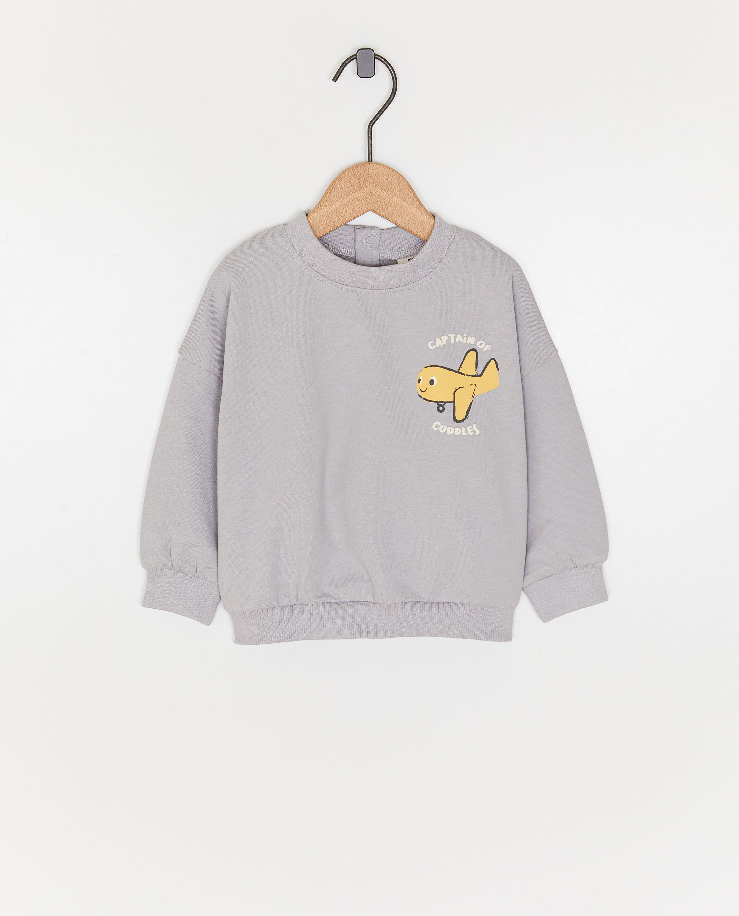 Sweater met vliegtuigprint, loose fit