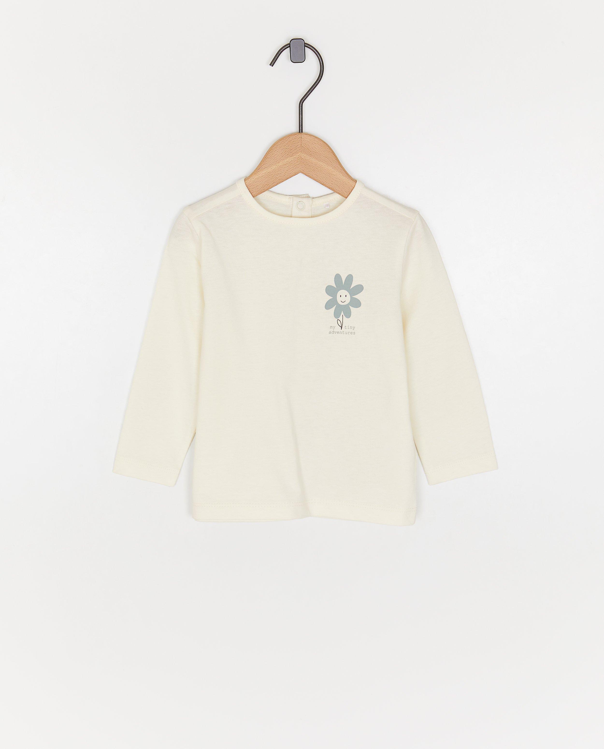 Longsleeve met kleine reliëfprint bloem - null - Besties