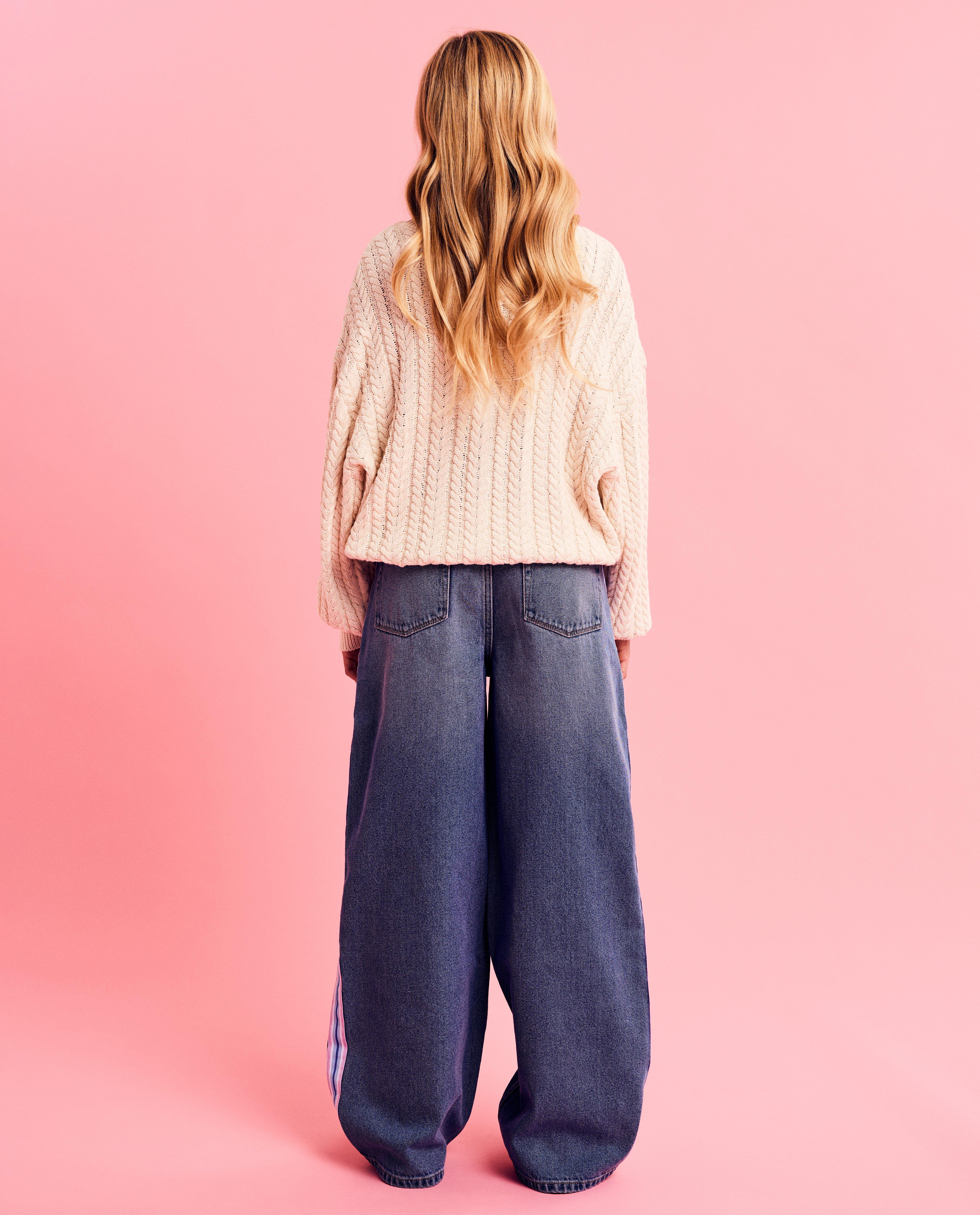 Jeans - Jeans met sierbiezen en sleutelhanger, wide leg fit, 116-164