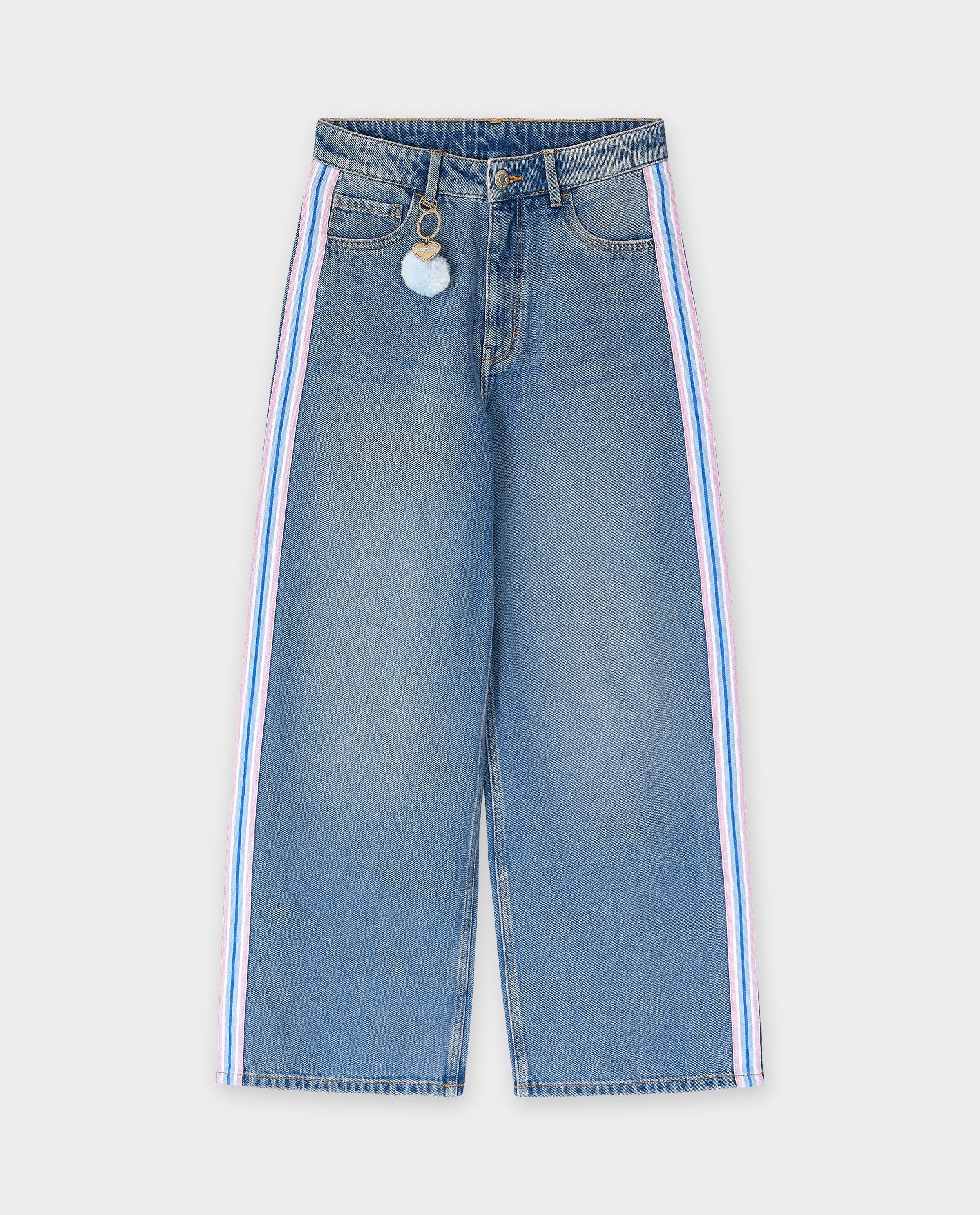 Jeans - Jeans met sierbiezen en sleutelhanger, wide leg fit, 116-164