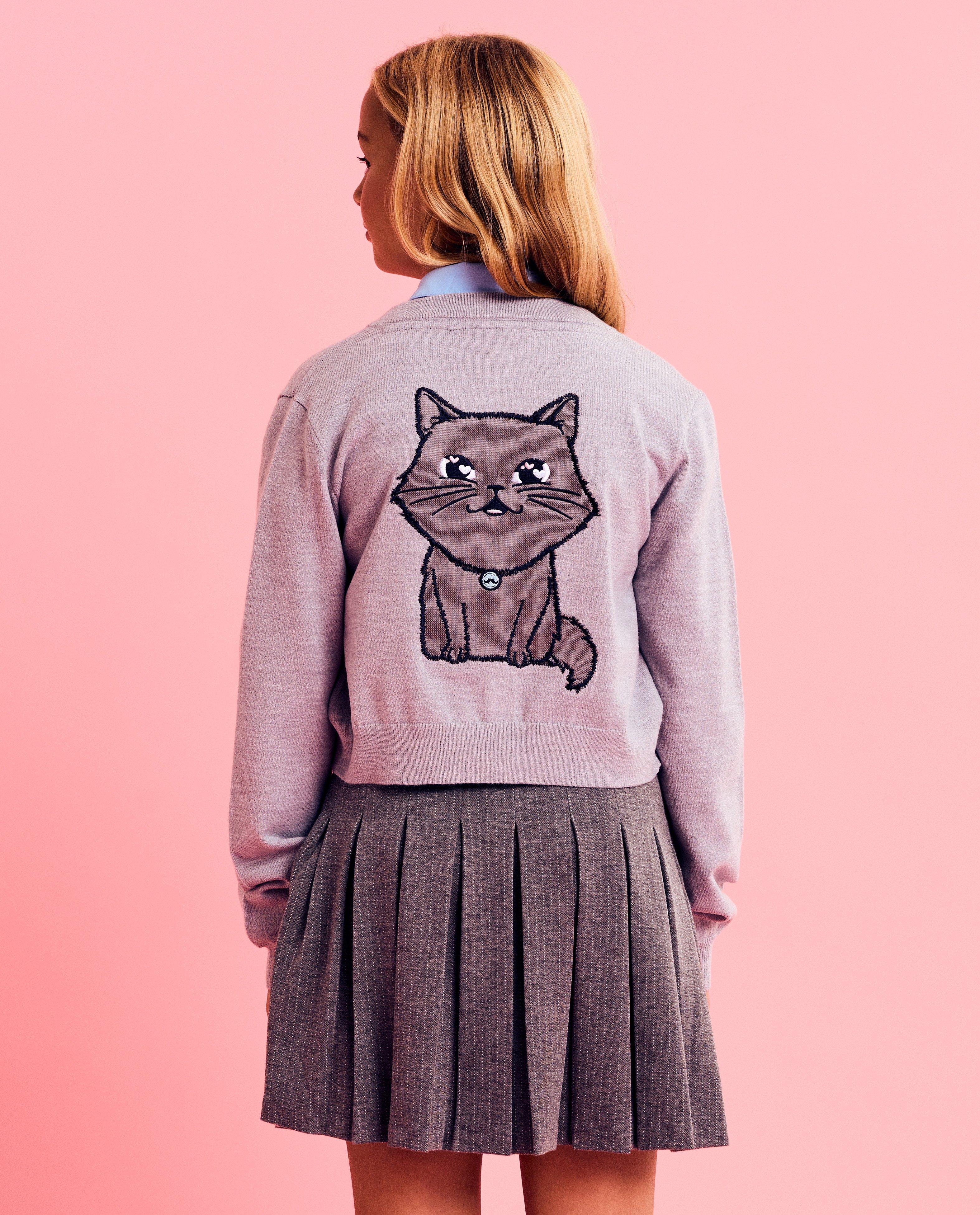 Cardigan met geborduurde backprint Moustache, 116-164