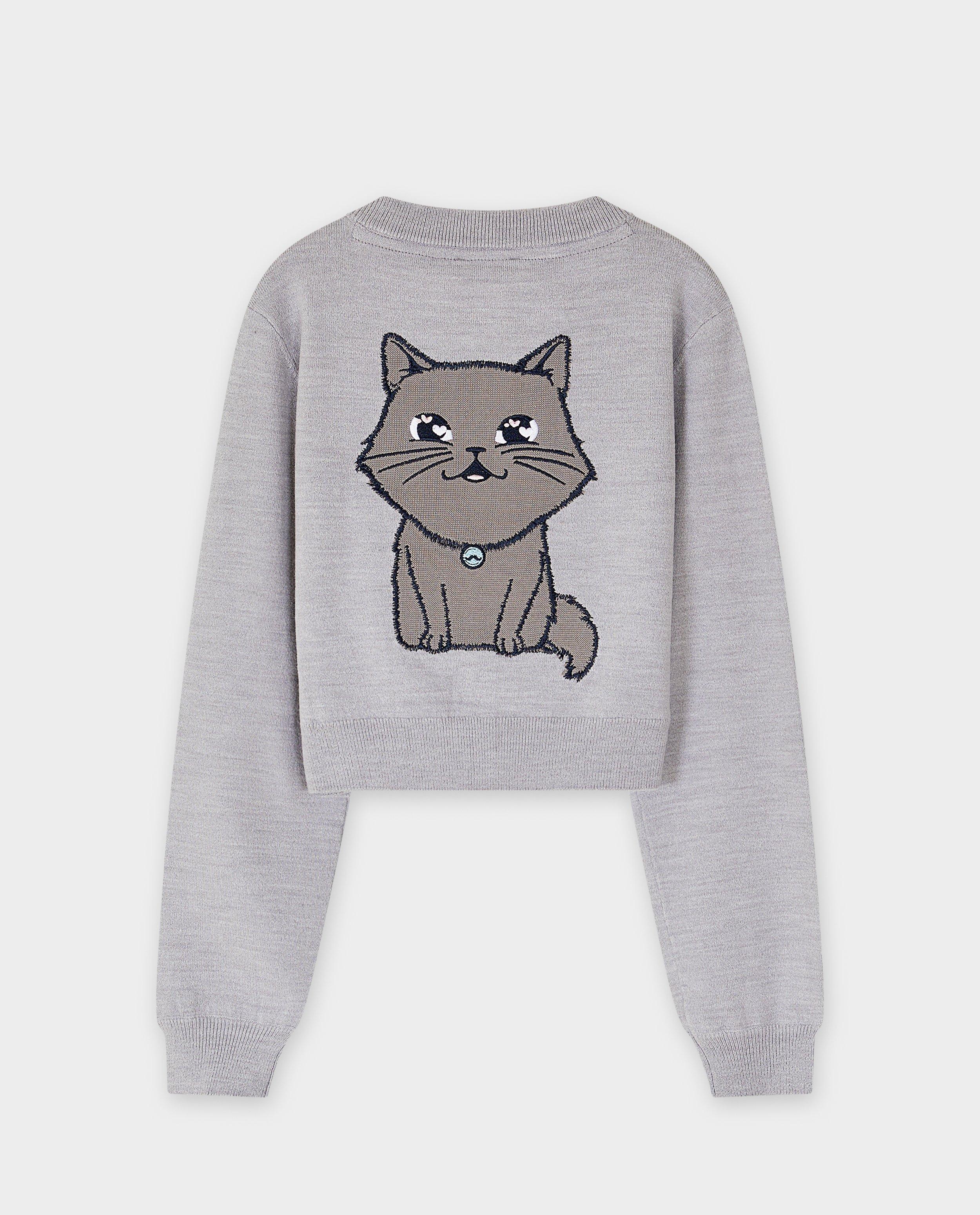 Cardigan - Cardigan met geborduurde backprint Moustache, 116-164