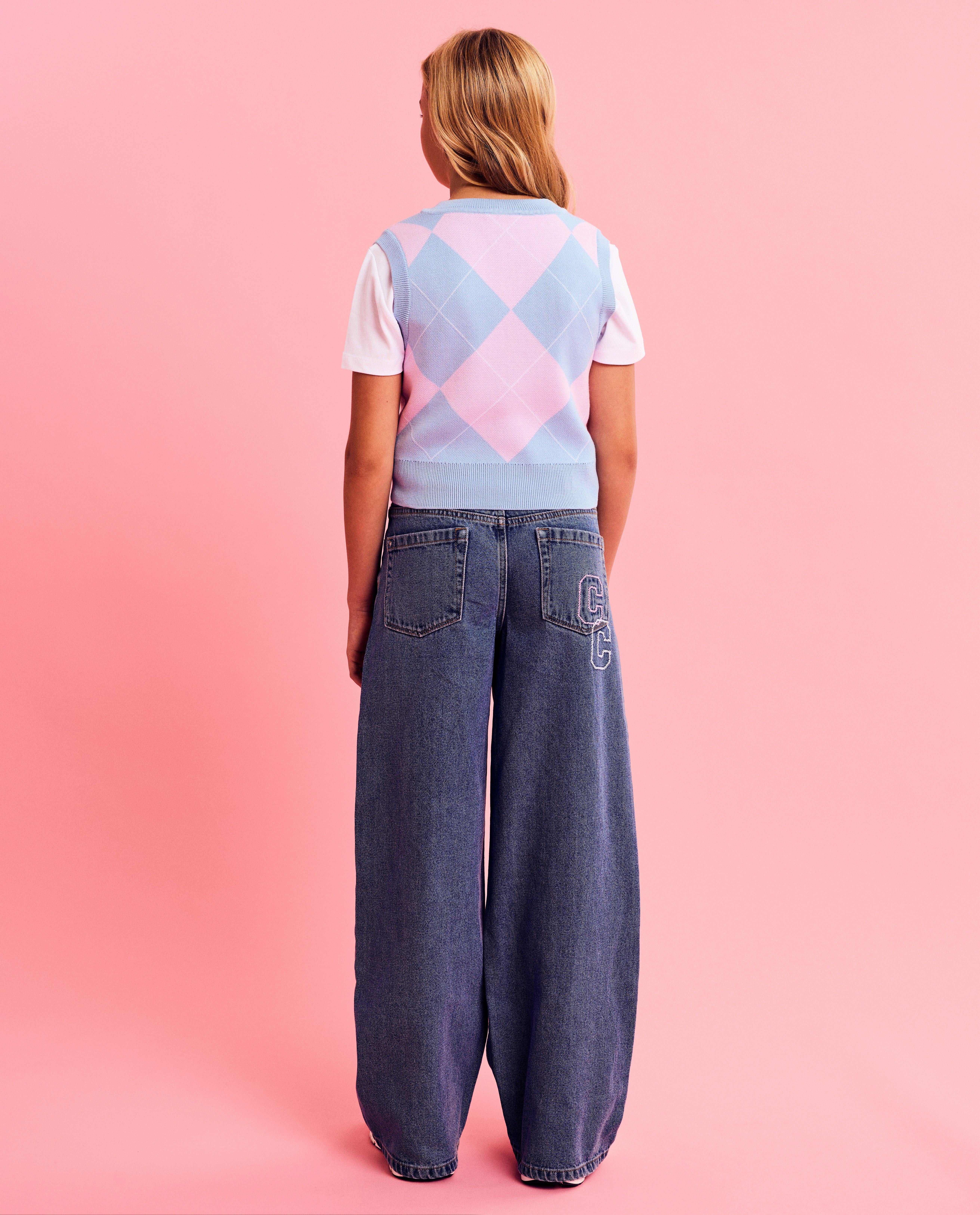 Jeans - Jeans met geborduurd opschrift, wide fit, 116-164