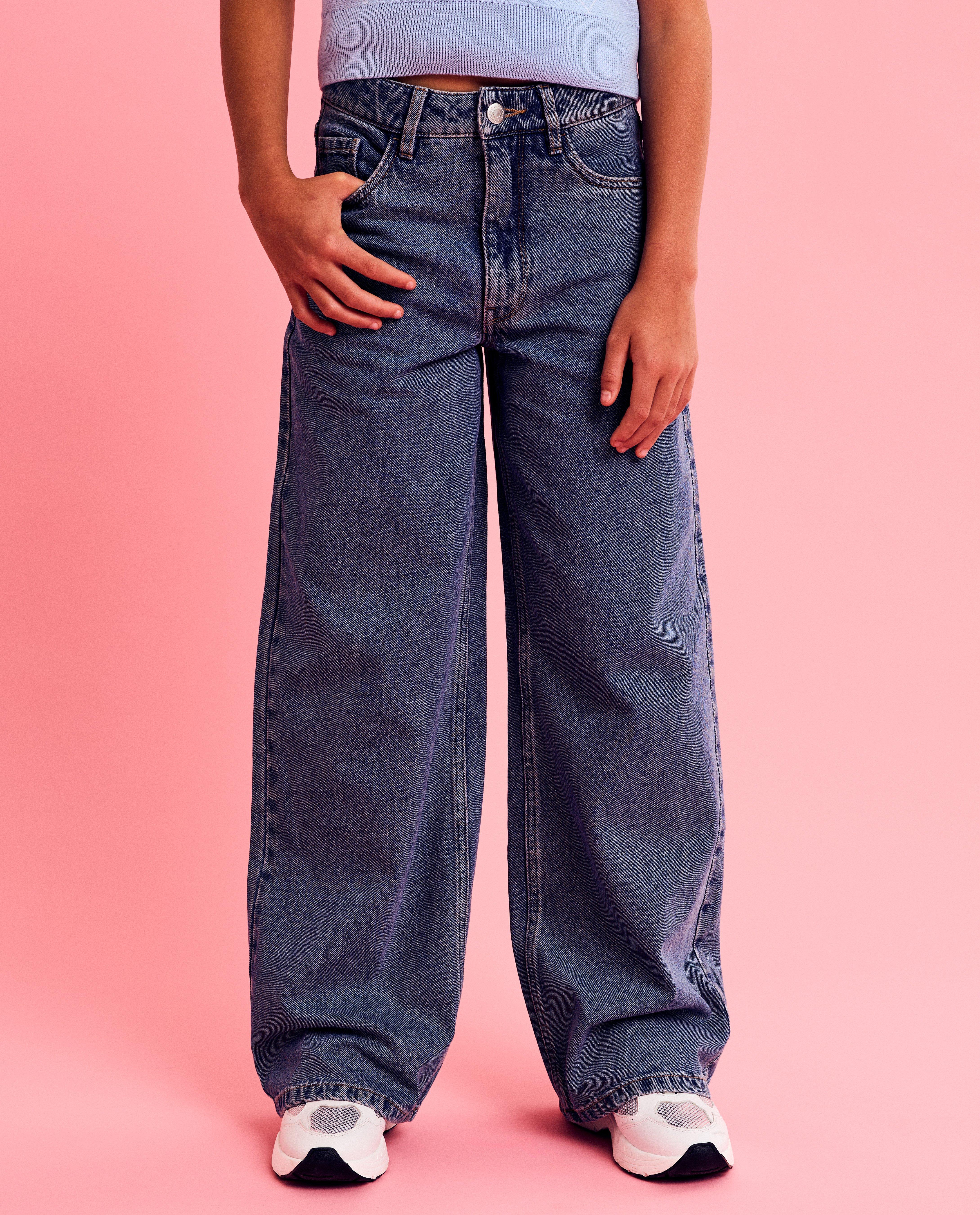 Jeans - Jeans met geborduurd opschrift, wide fit, 116-164