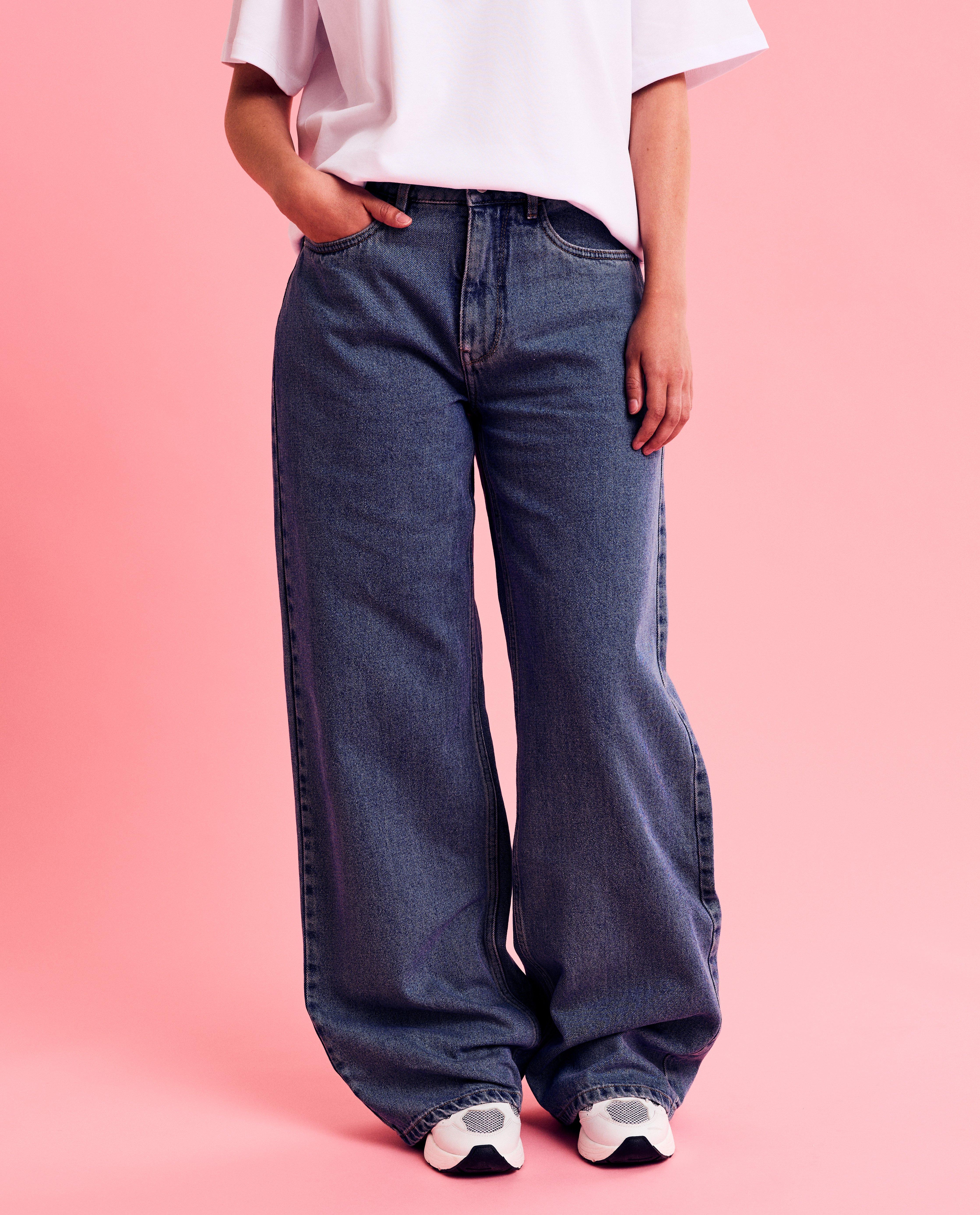 Jeans - Jeans met geborduurd opschrift, wide fit, XS-XL