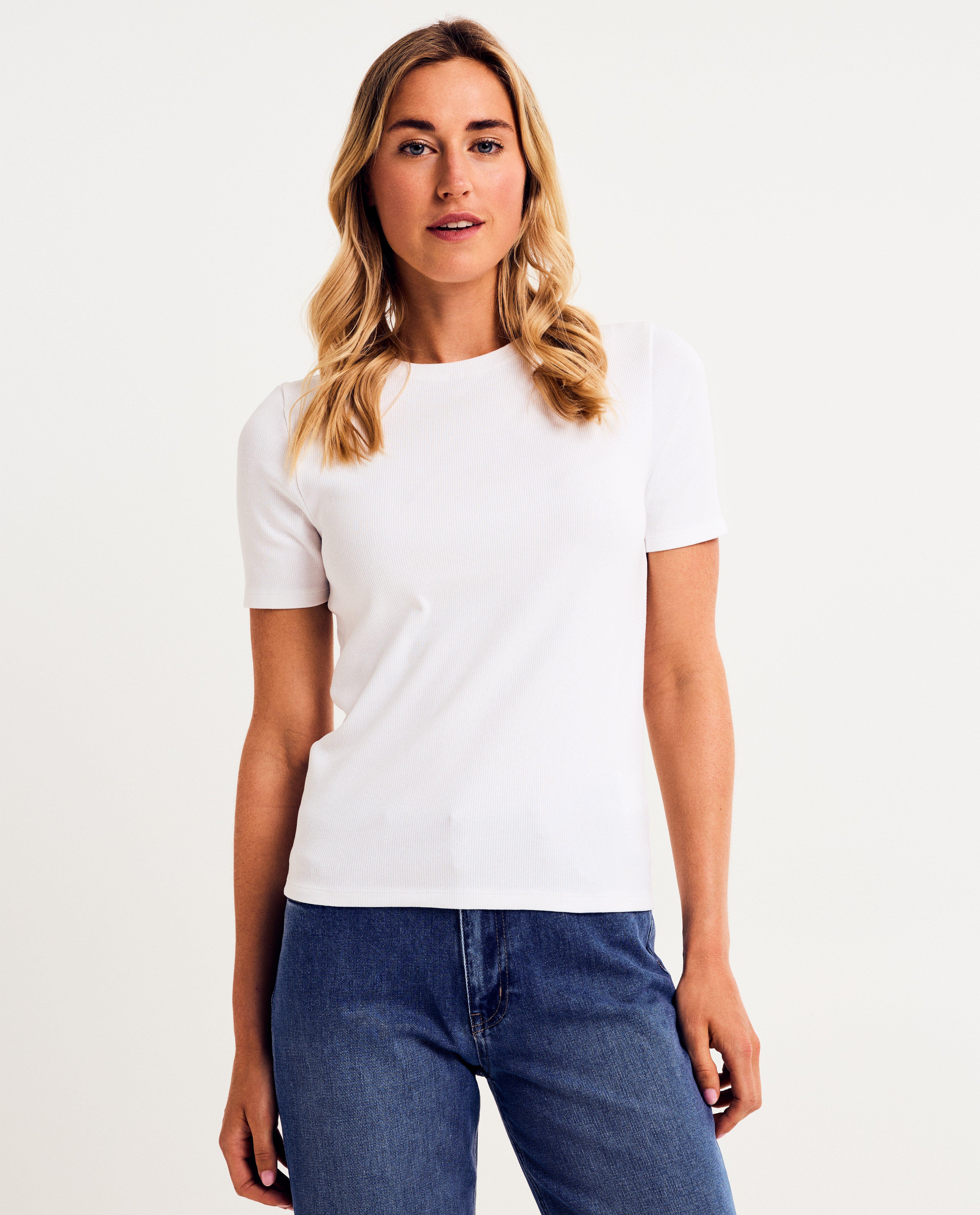 T-shirt met fijn ribpatroon - null - Sora