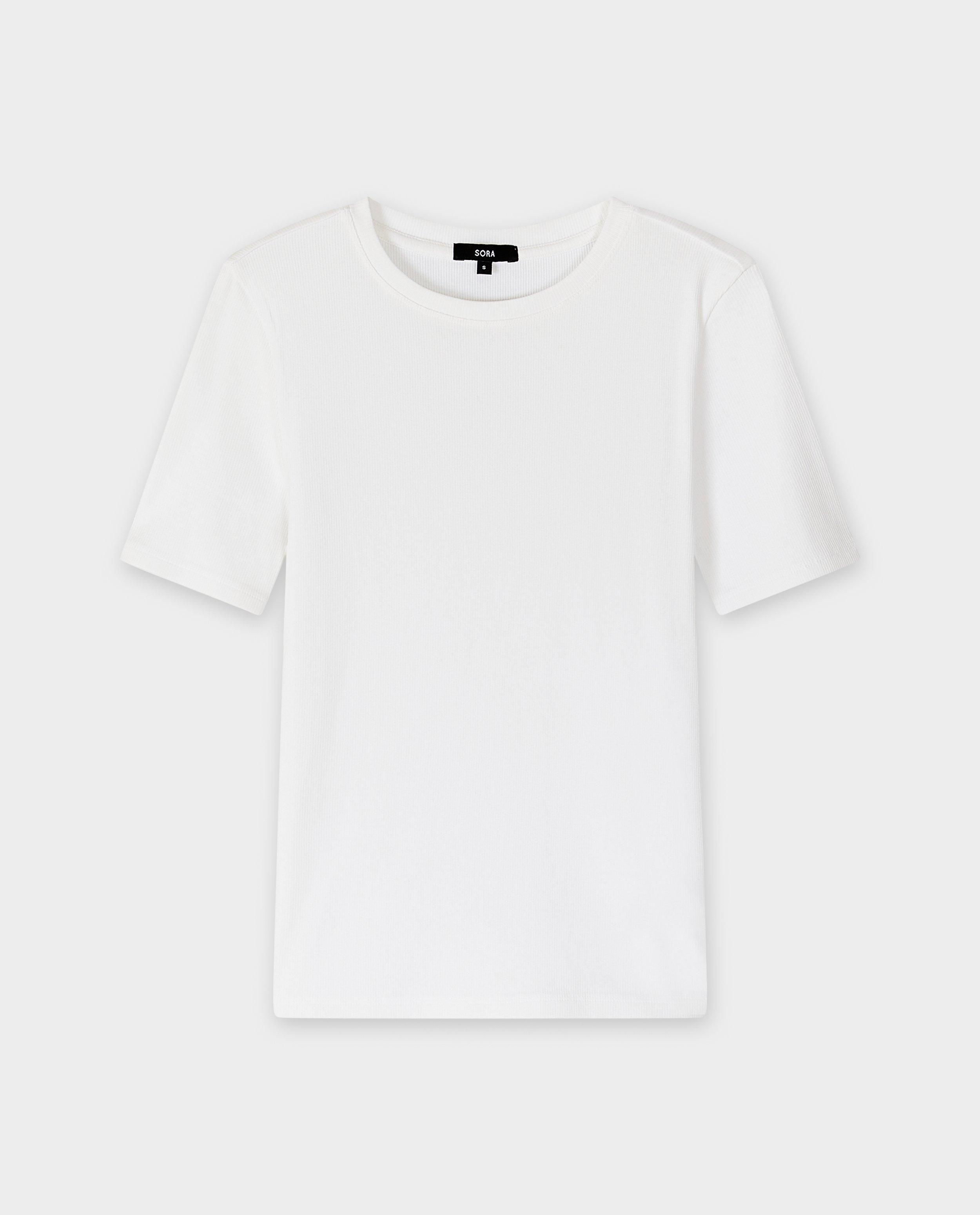 T-shirts - T-shirt met fijn ribpatroon