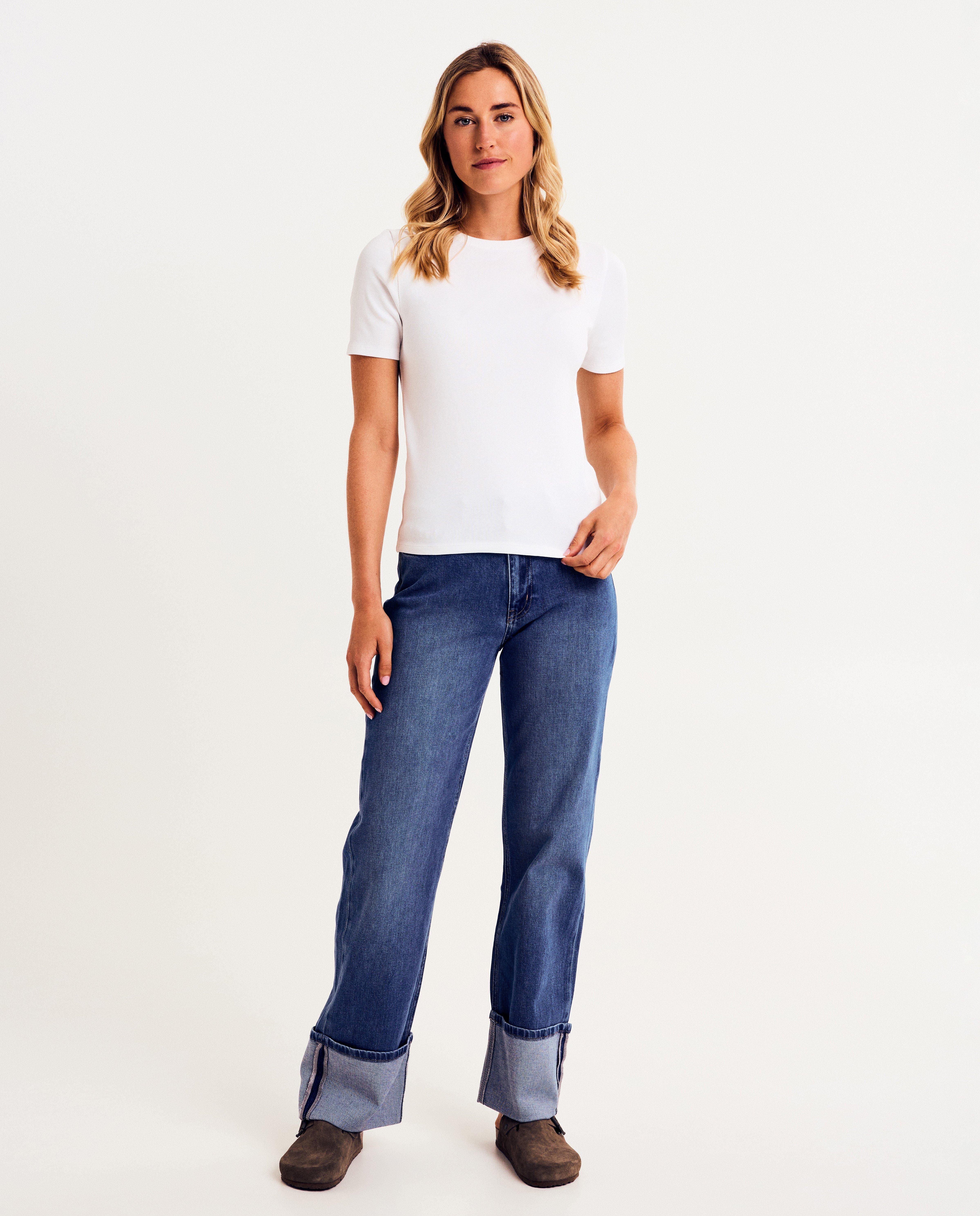 Jeans met omslag, straight fit