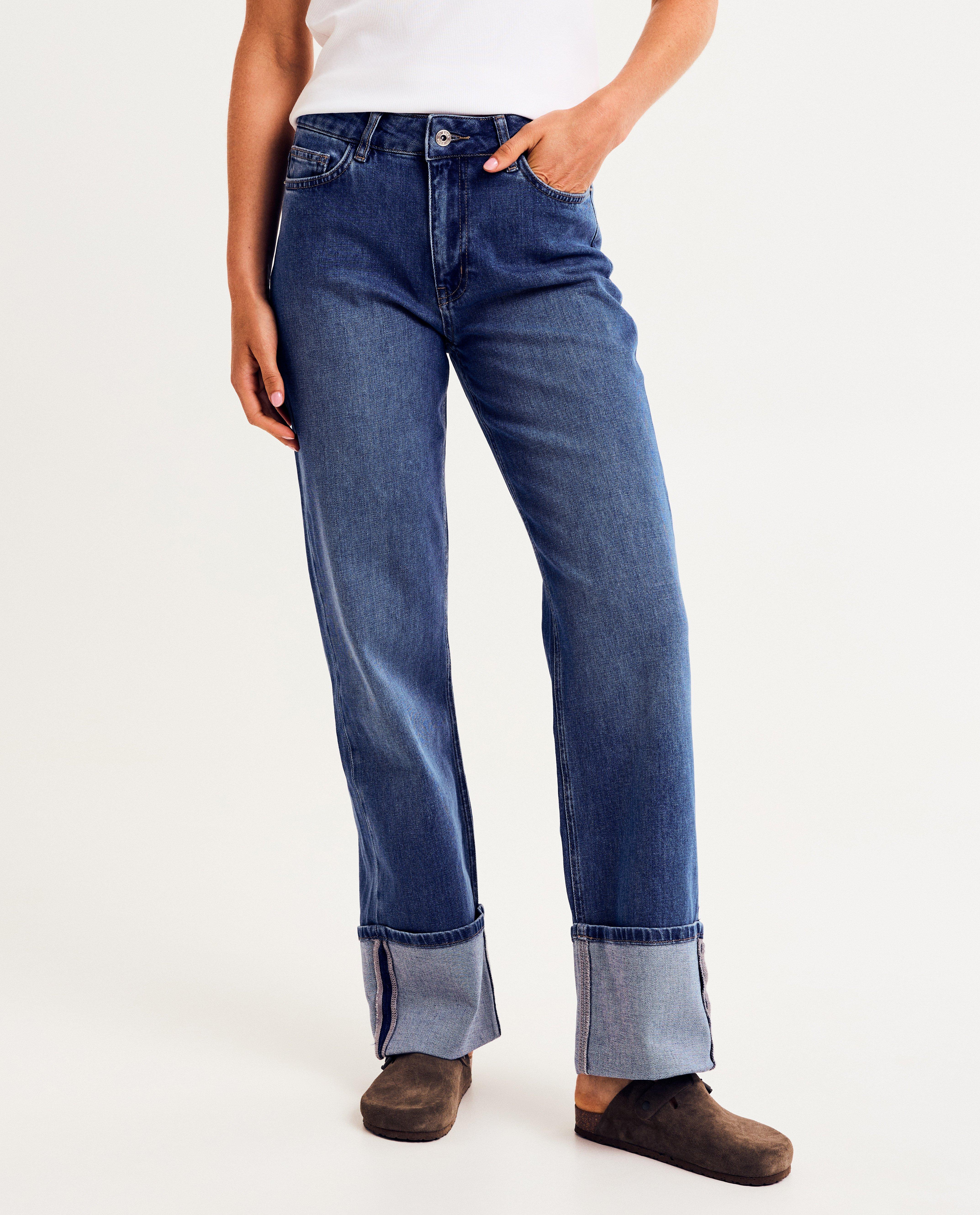 Jeans - Jeans met omslag, straight fit