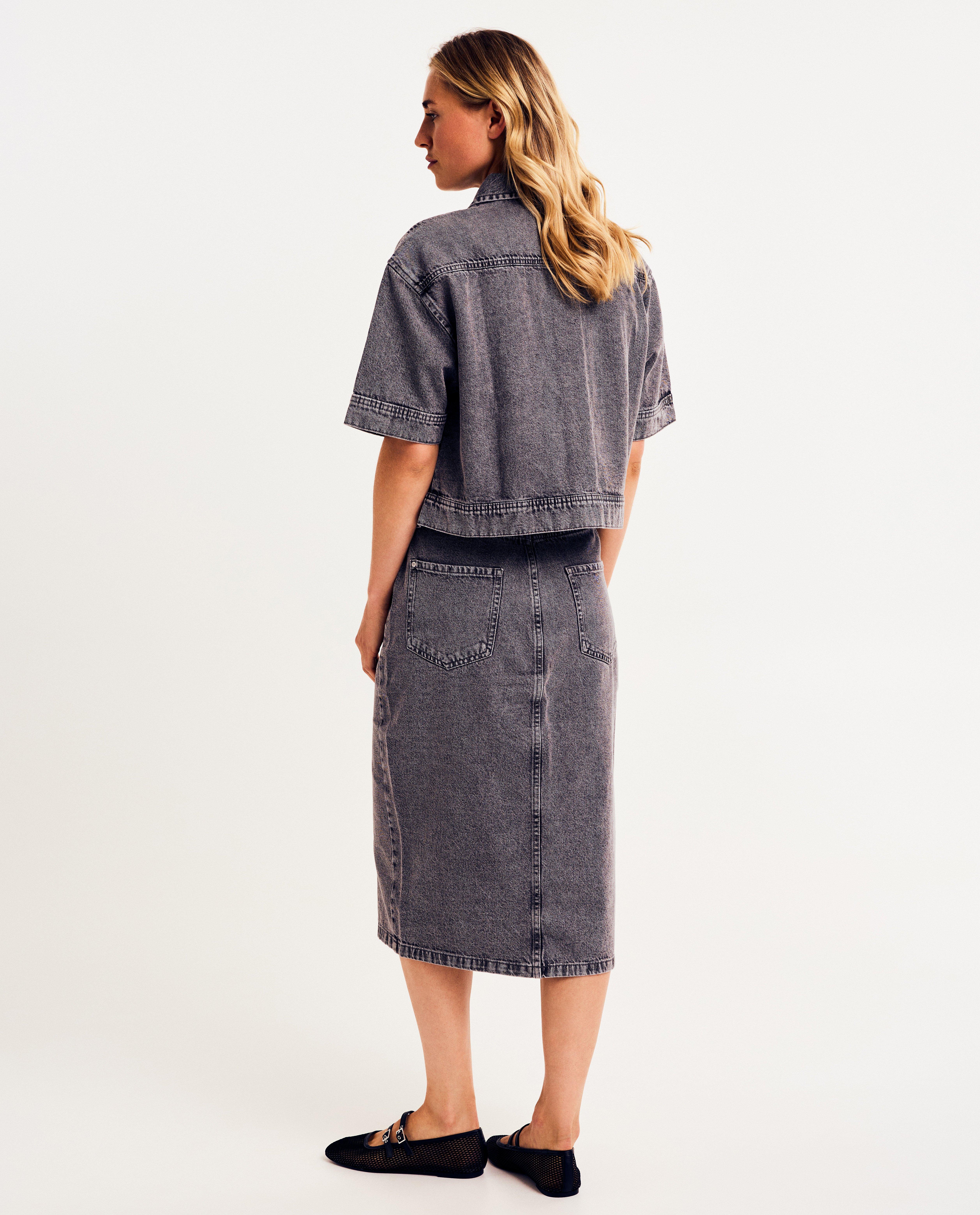 Hemden - Donkergrijs jeanshemd, oversized fit