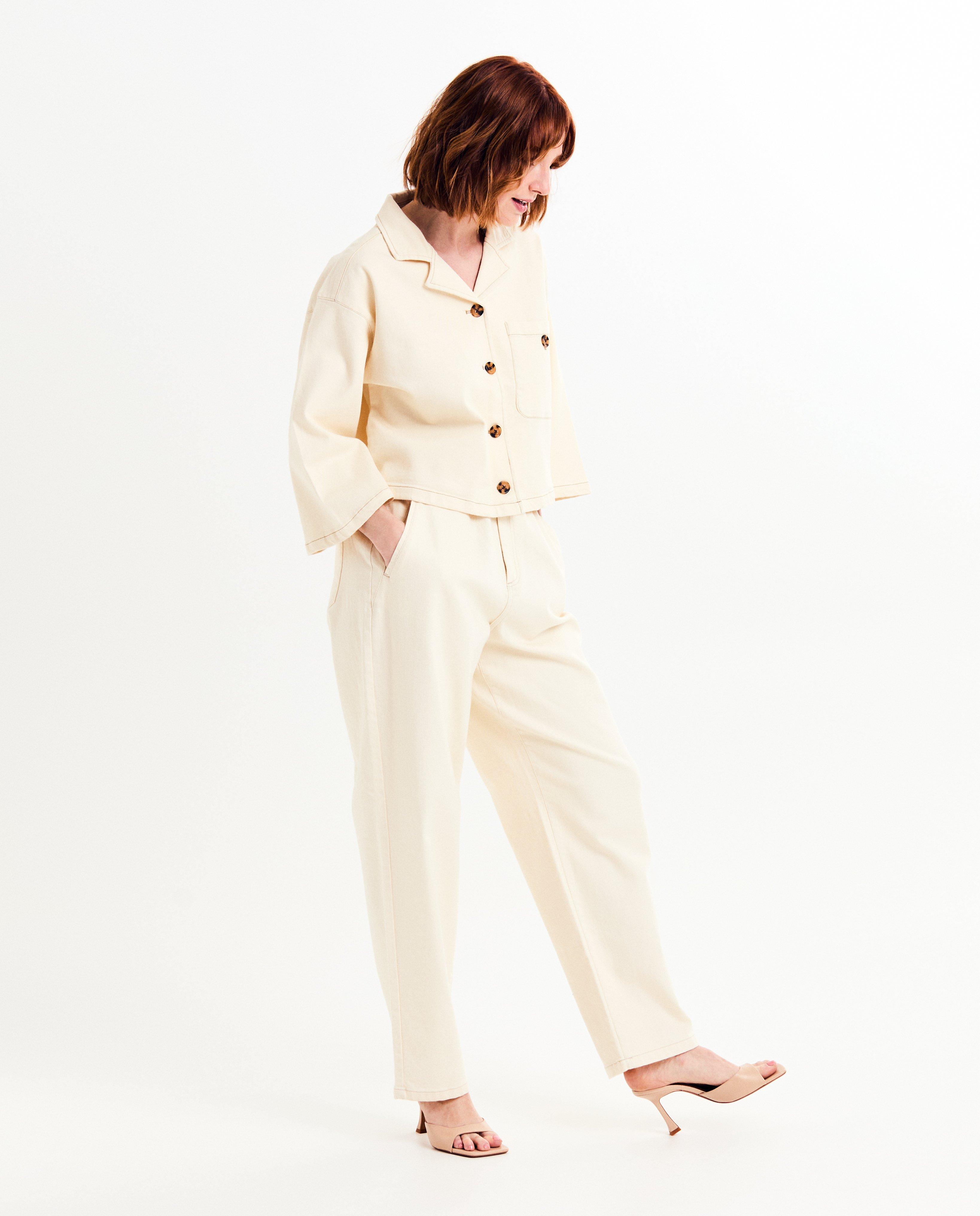 Hemden - Offwhite overhemd, cropped fit