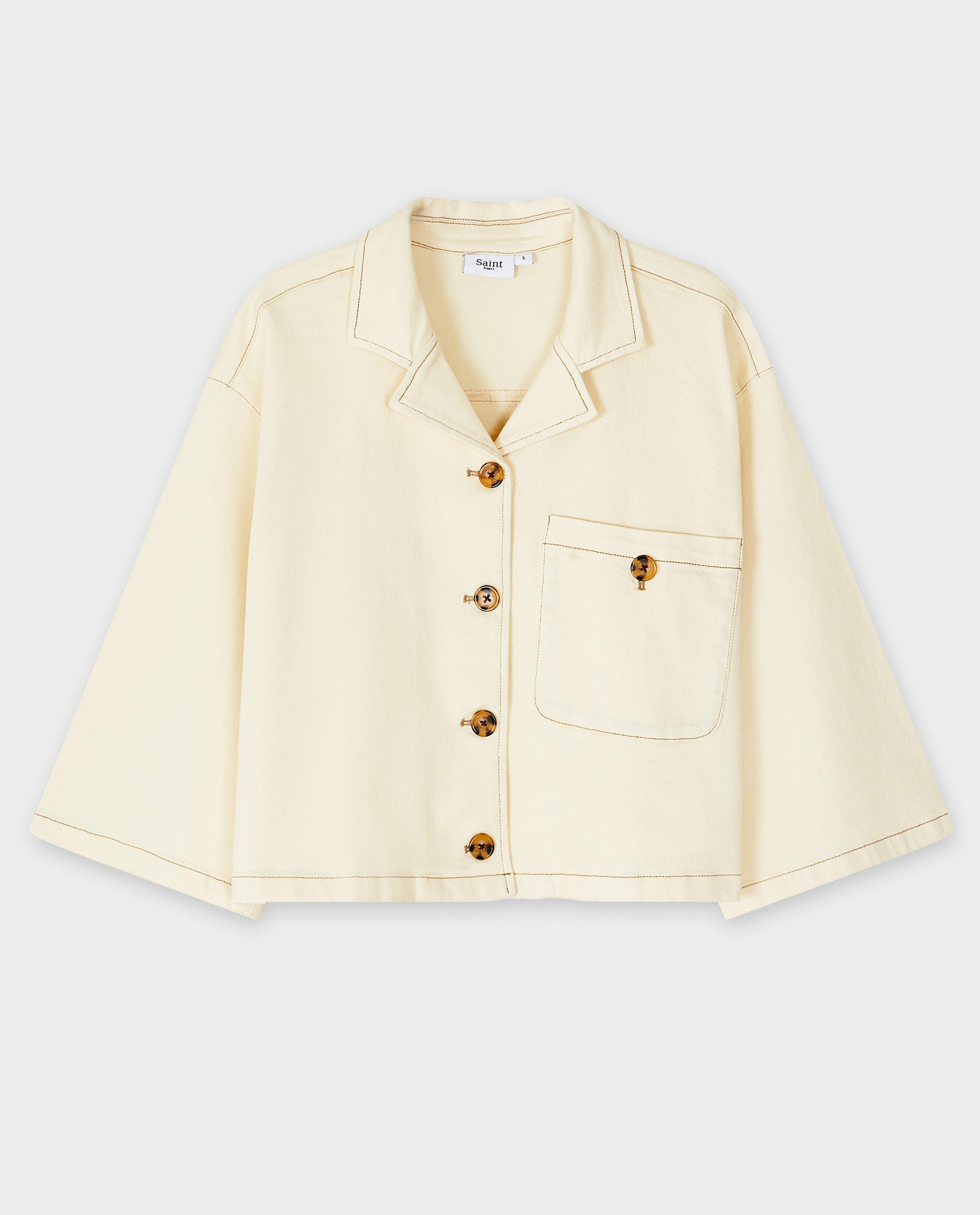 Hemden - Offwhite overhemd, cropped fit