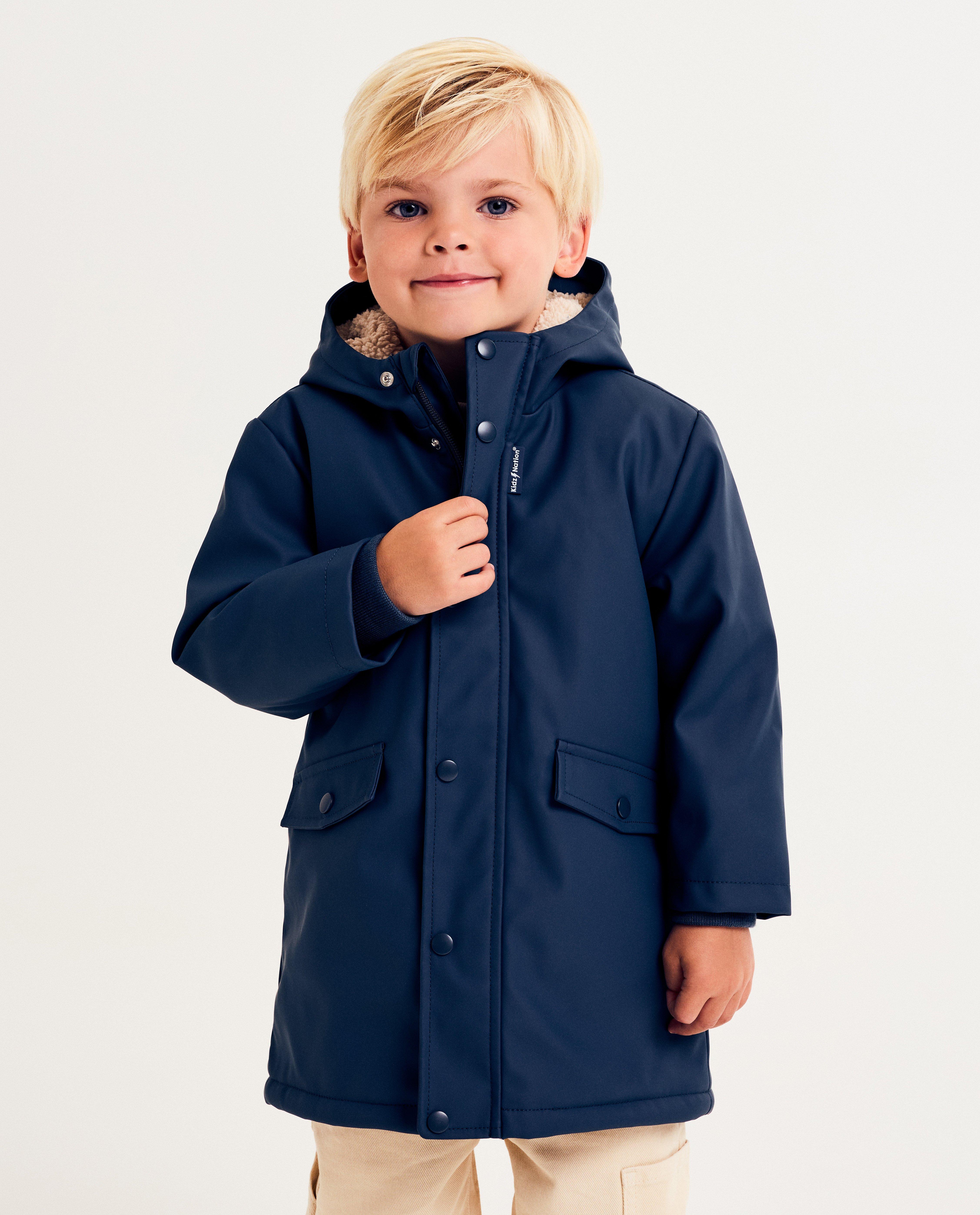 Veste bleu foncé avec doublure en teddy, 92-128