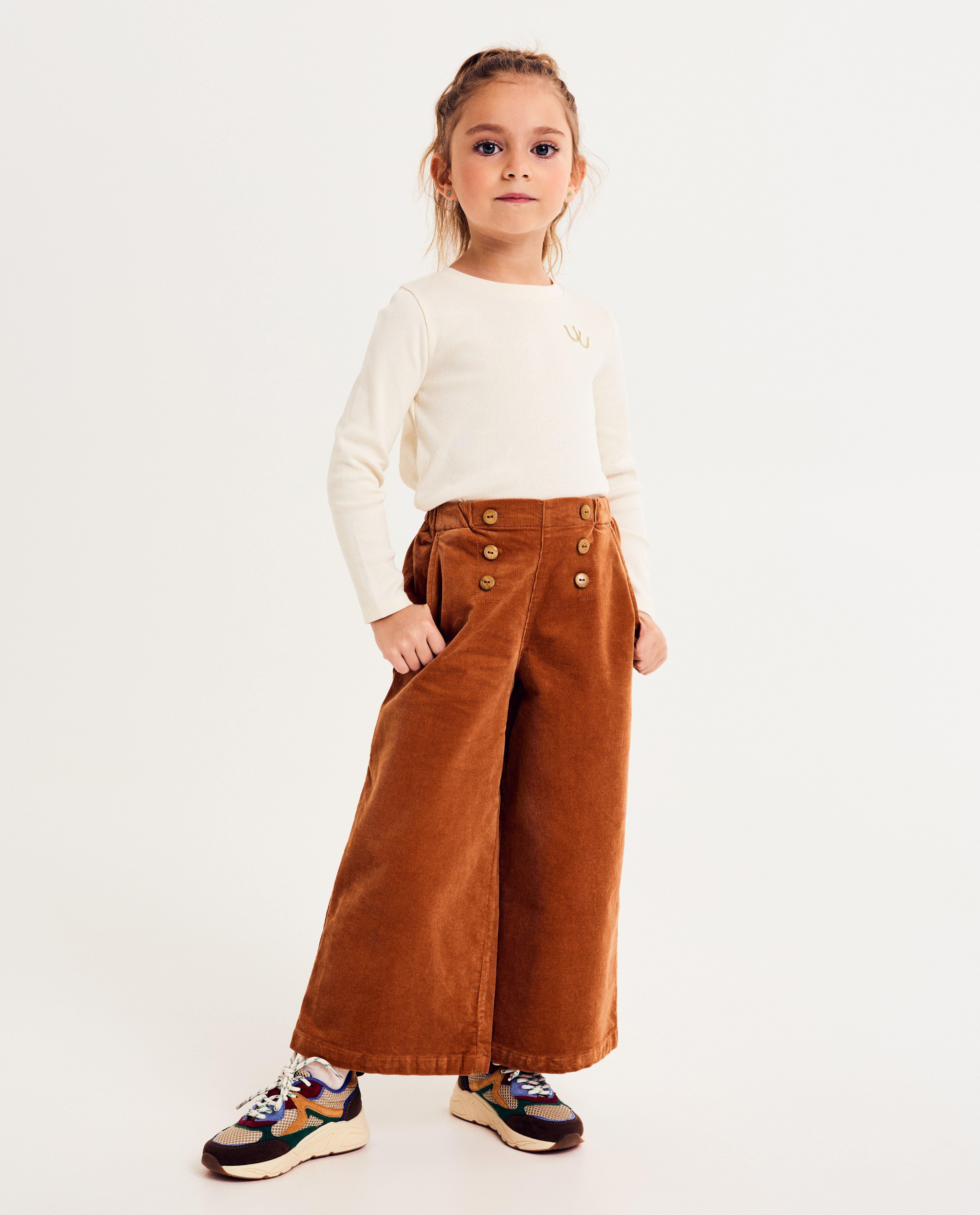 Broek van ribfluweel, wide leg fit