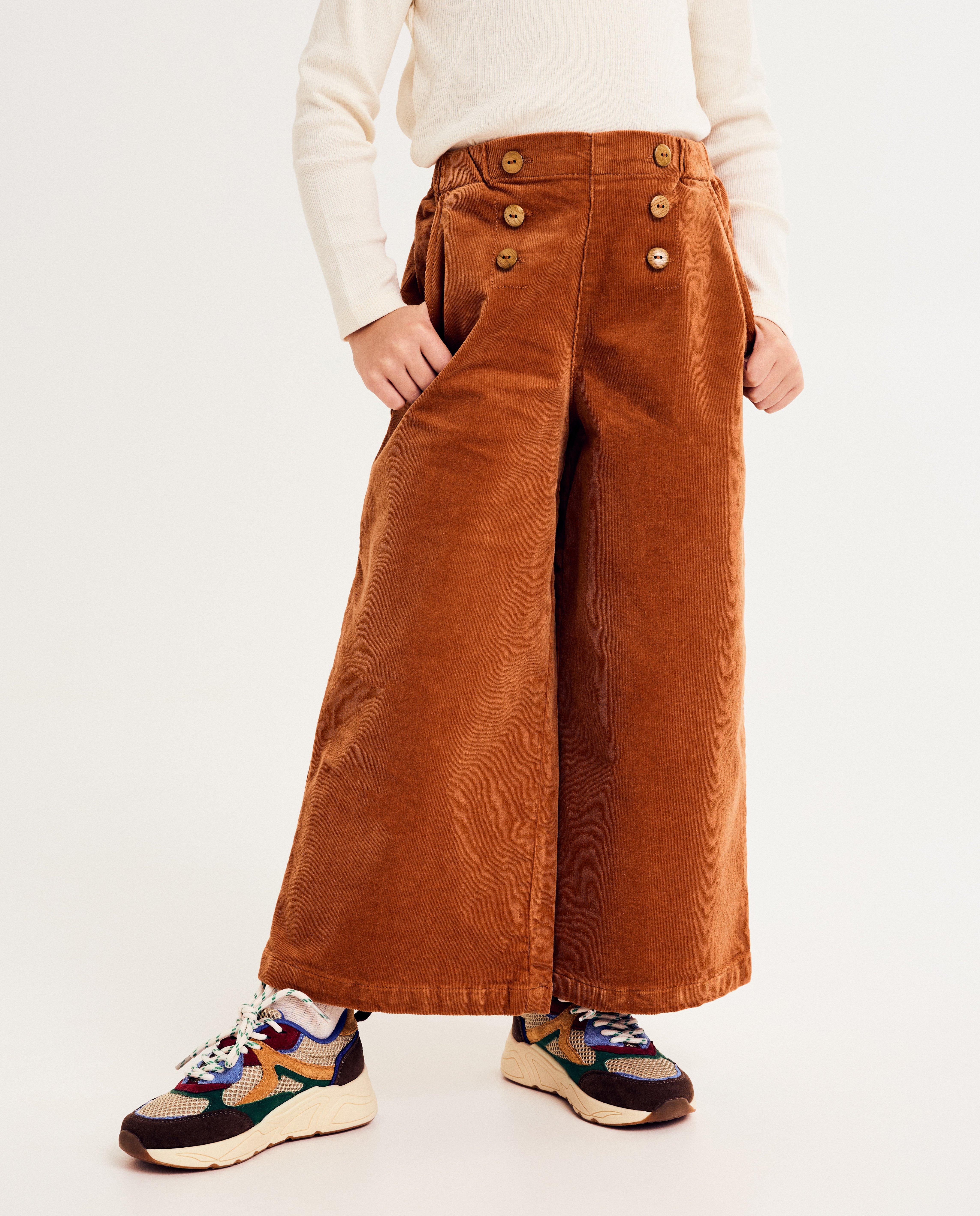 Broeken - Broek van ribfluweel, wide leg fit