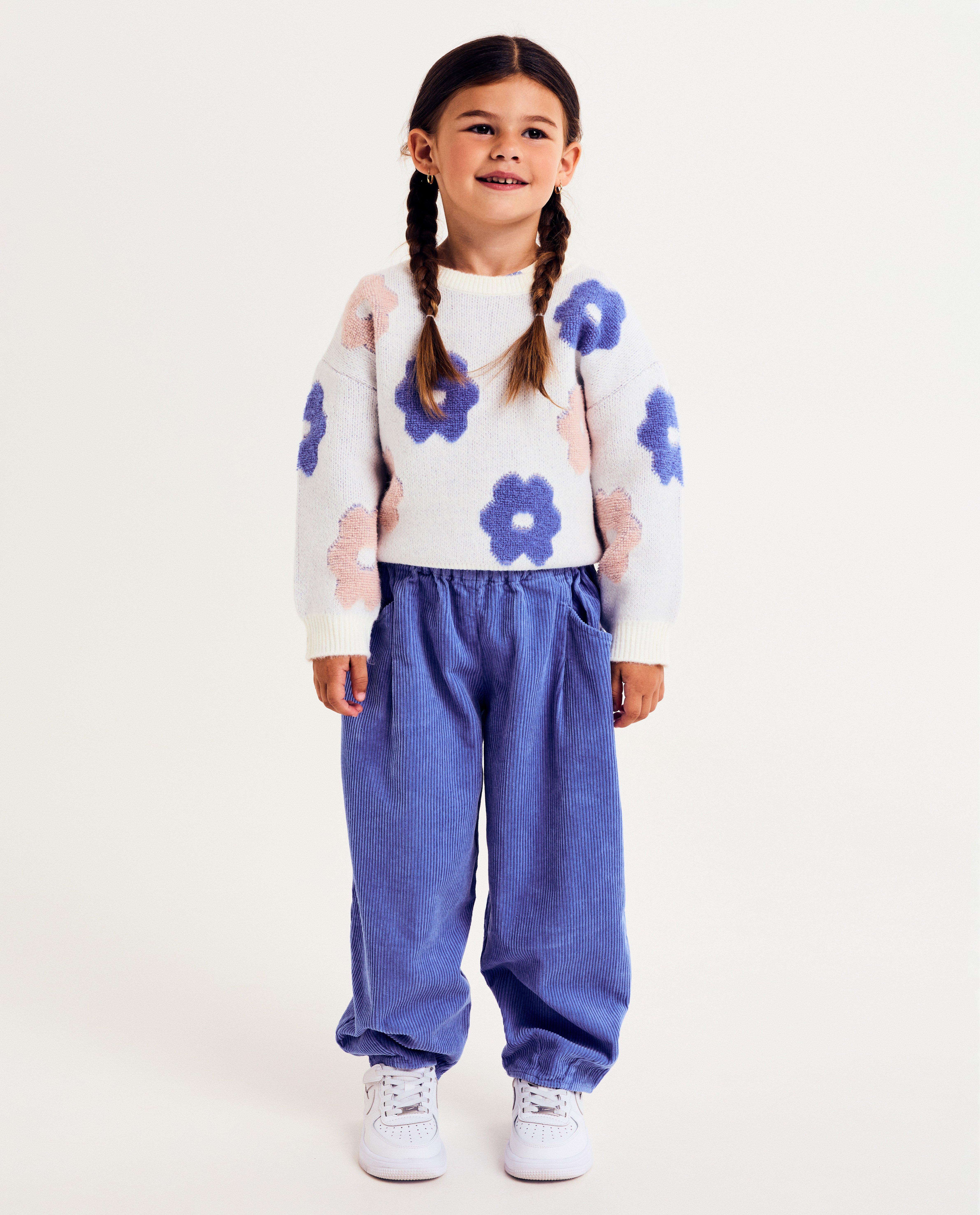 Pantalon bleu en velours côtelé