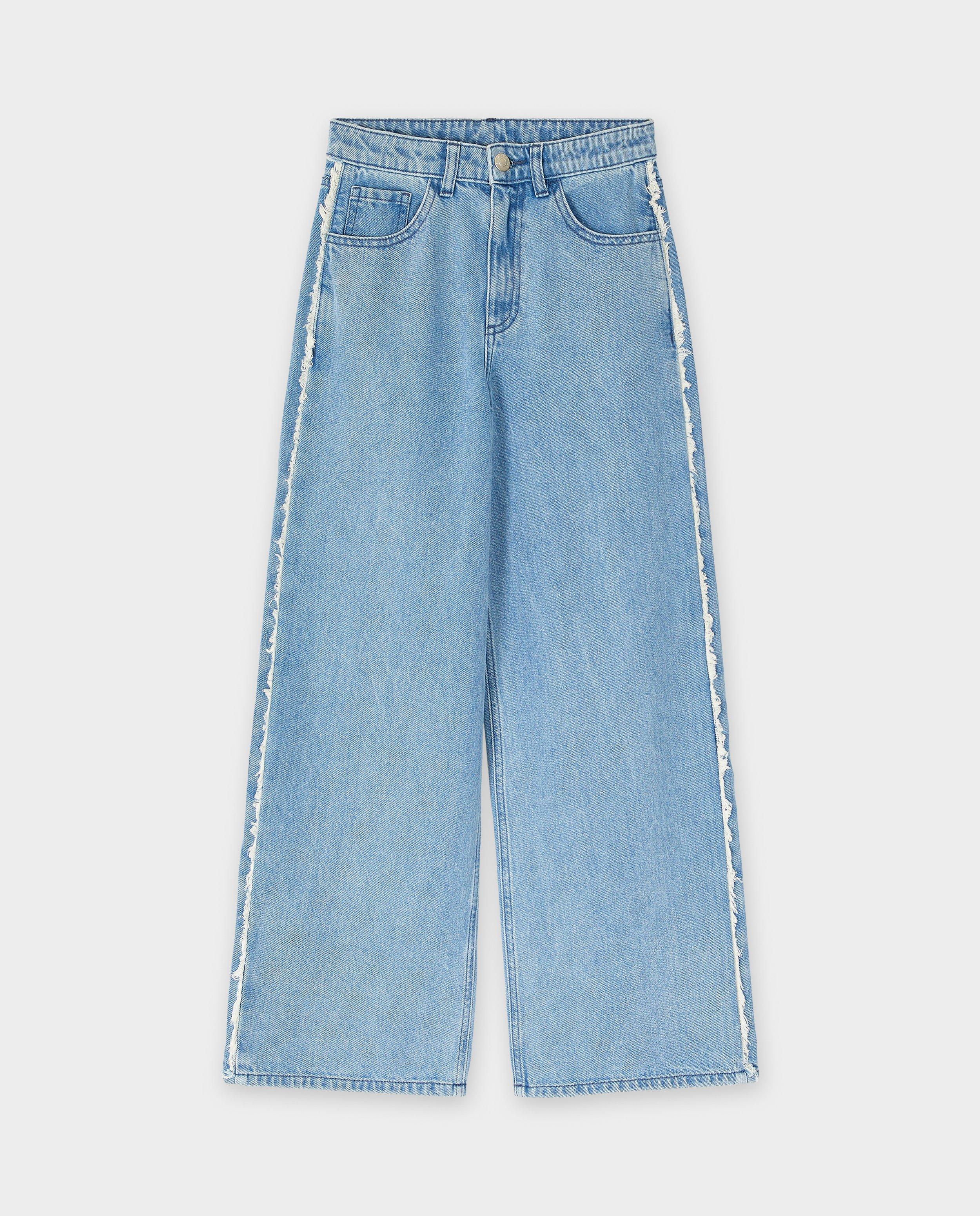Jeans - Blauwe jeans met franjes, wide fit