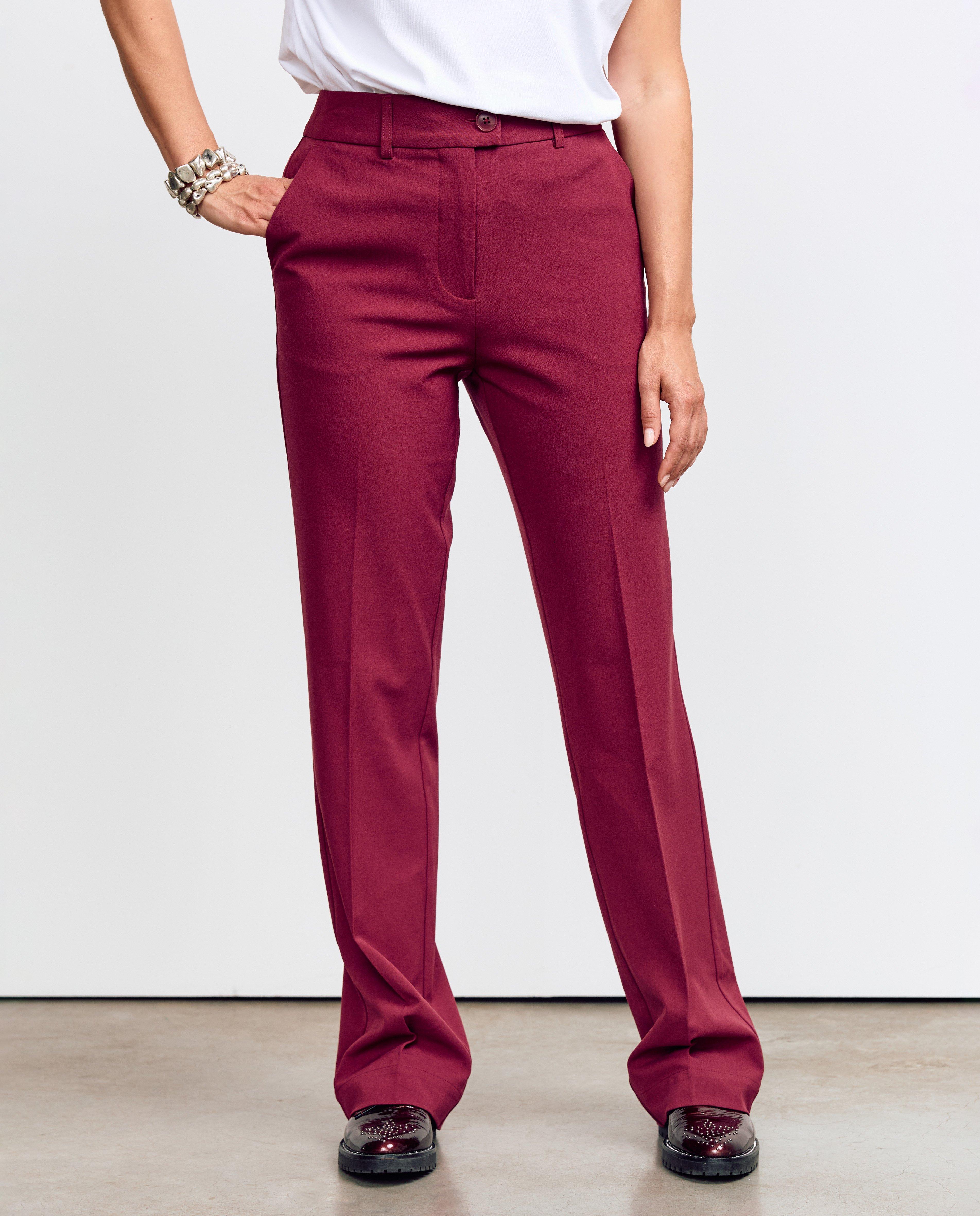 Broeken - Burgundy broek, wide leg fit