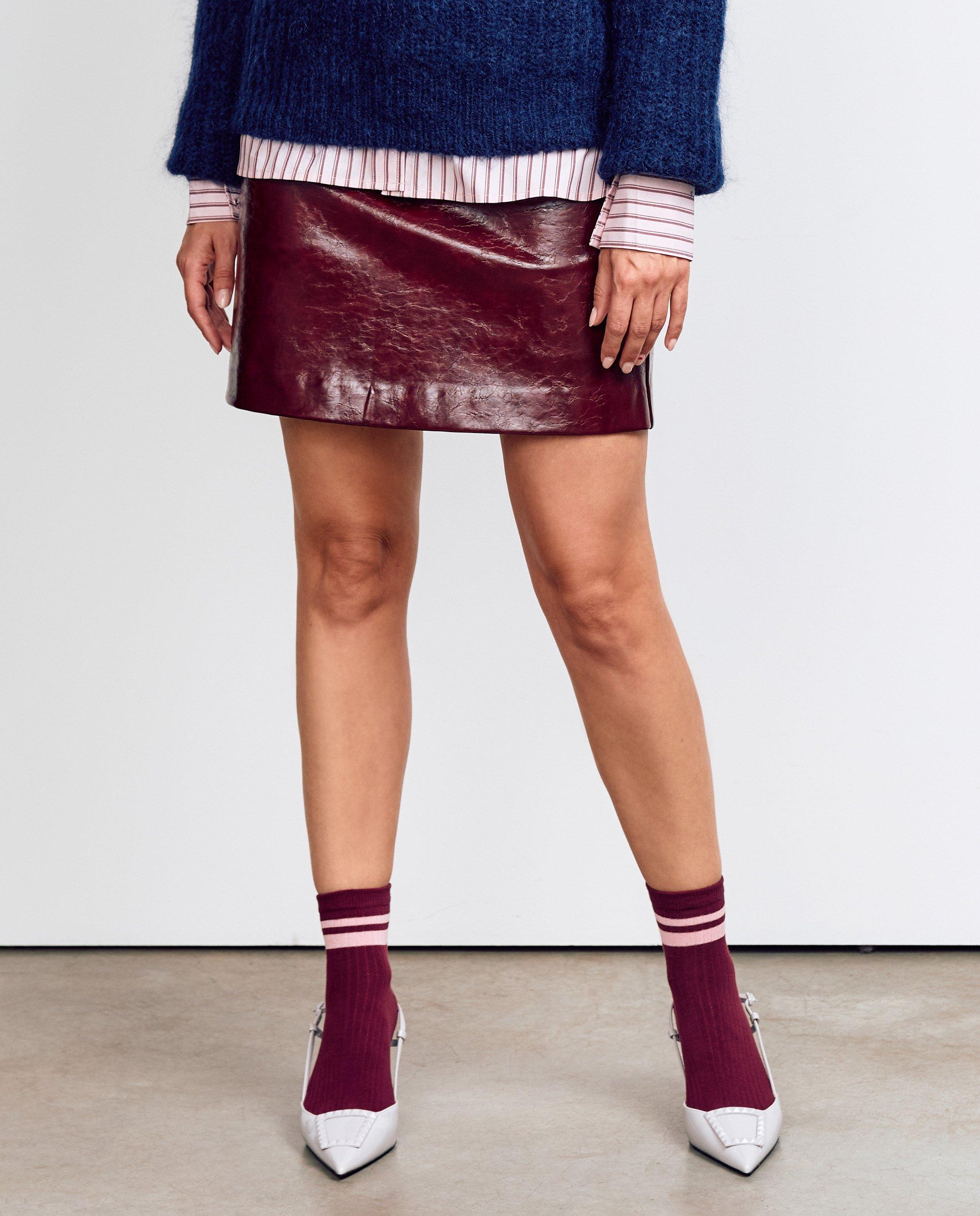 Rokken - Burgundy faux leather rok