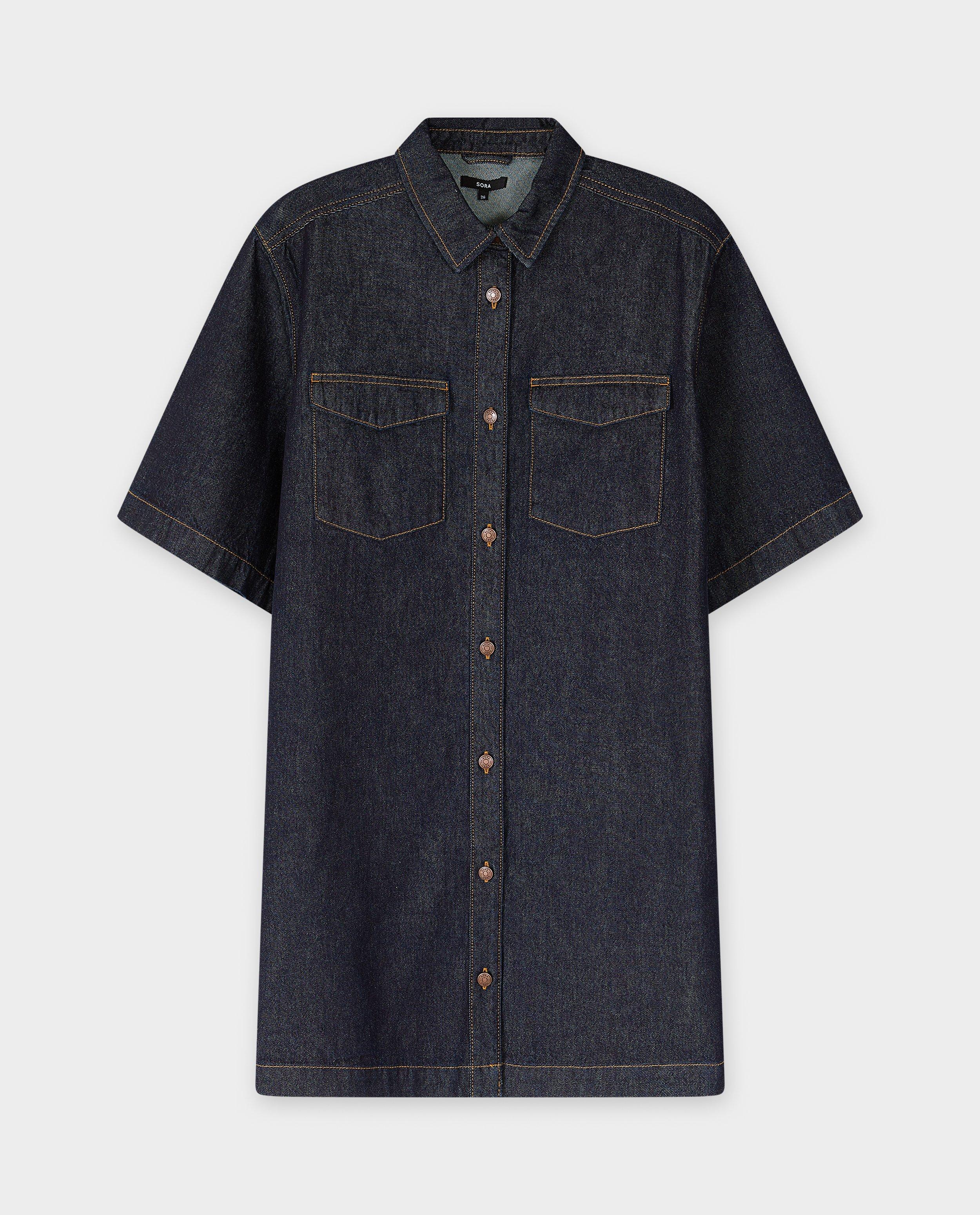 Robes - Robe en jean bleu foncé en denim brut