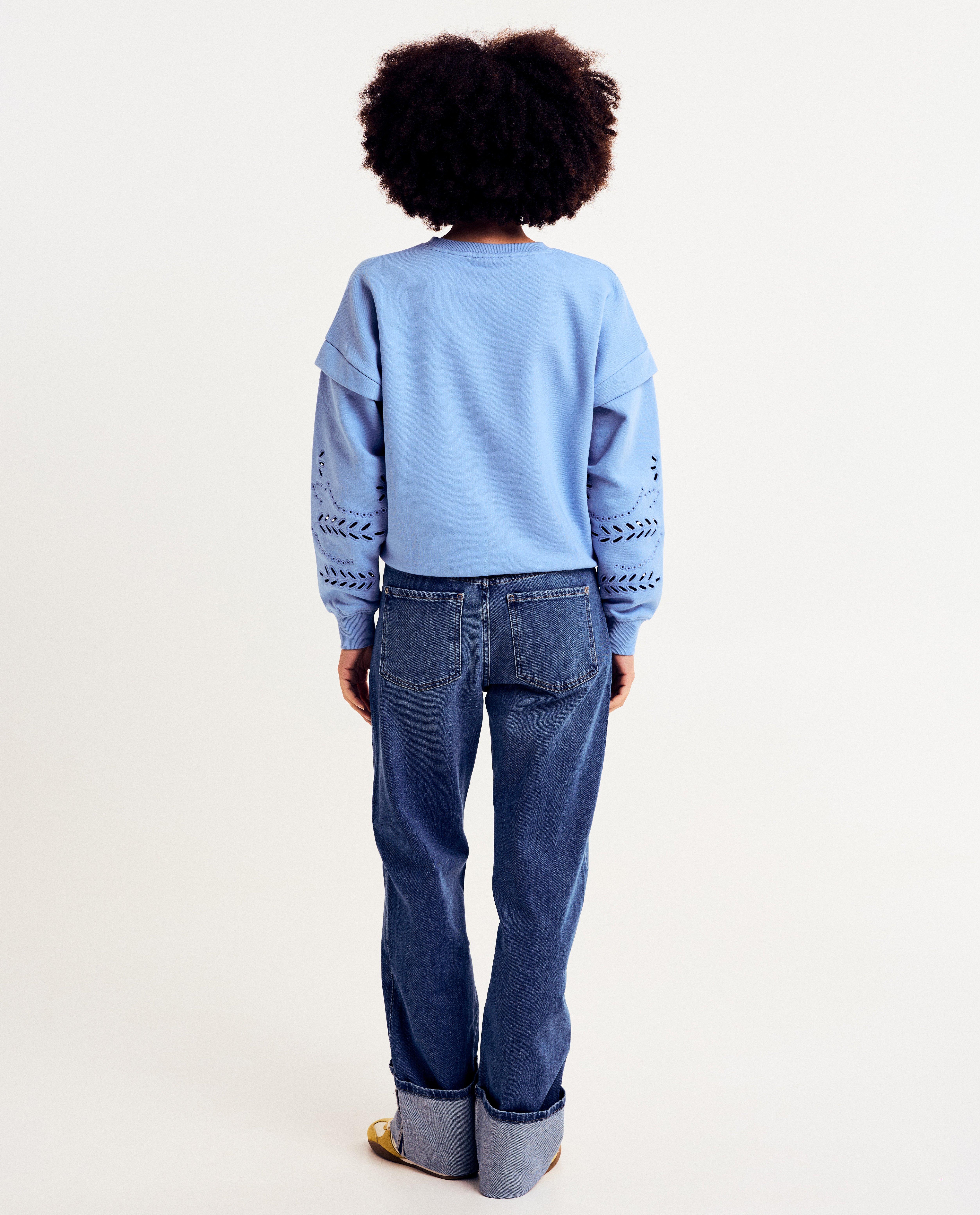 Sweat avec de la broderie anglaise - D&eacute;tails du produit - bleu clair - image num&eacute;ro 3