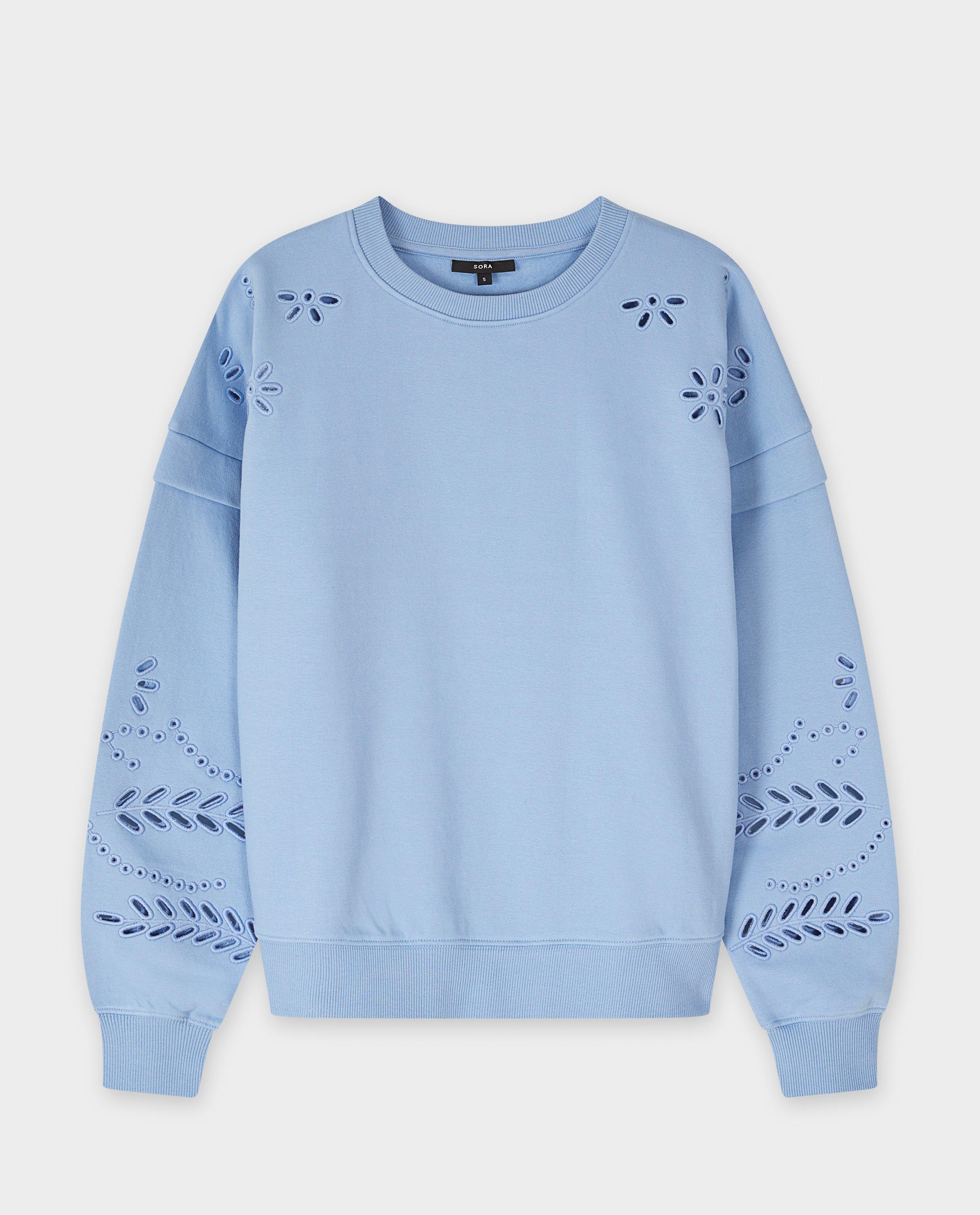 Sweat avec de la broderie anglaise - D&eacute;tails du produit - bleu clair - image num&eacute;ro 4