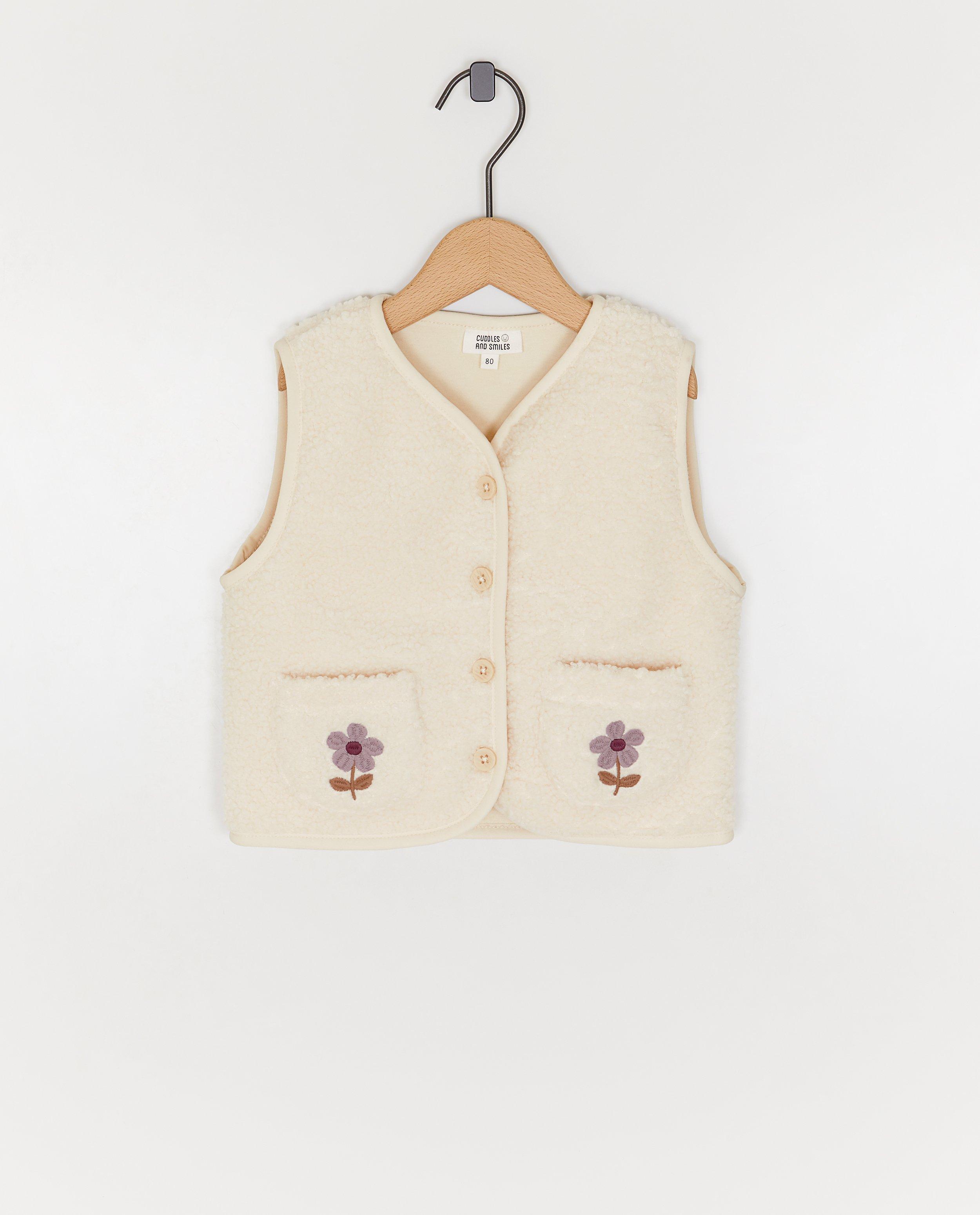 Gilet en peluche à fleurs brodées - null - Cuddles and Smiles