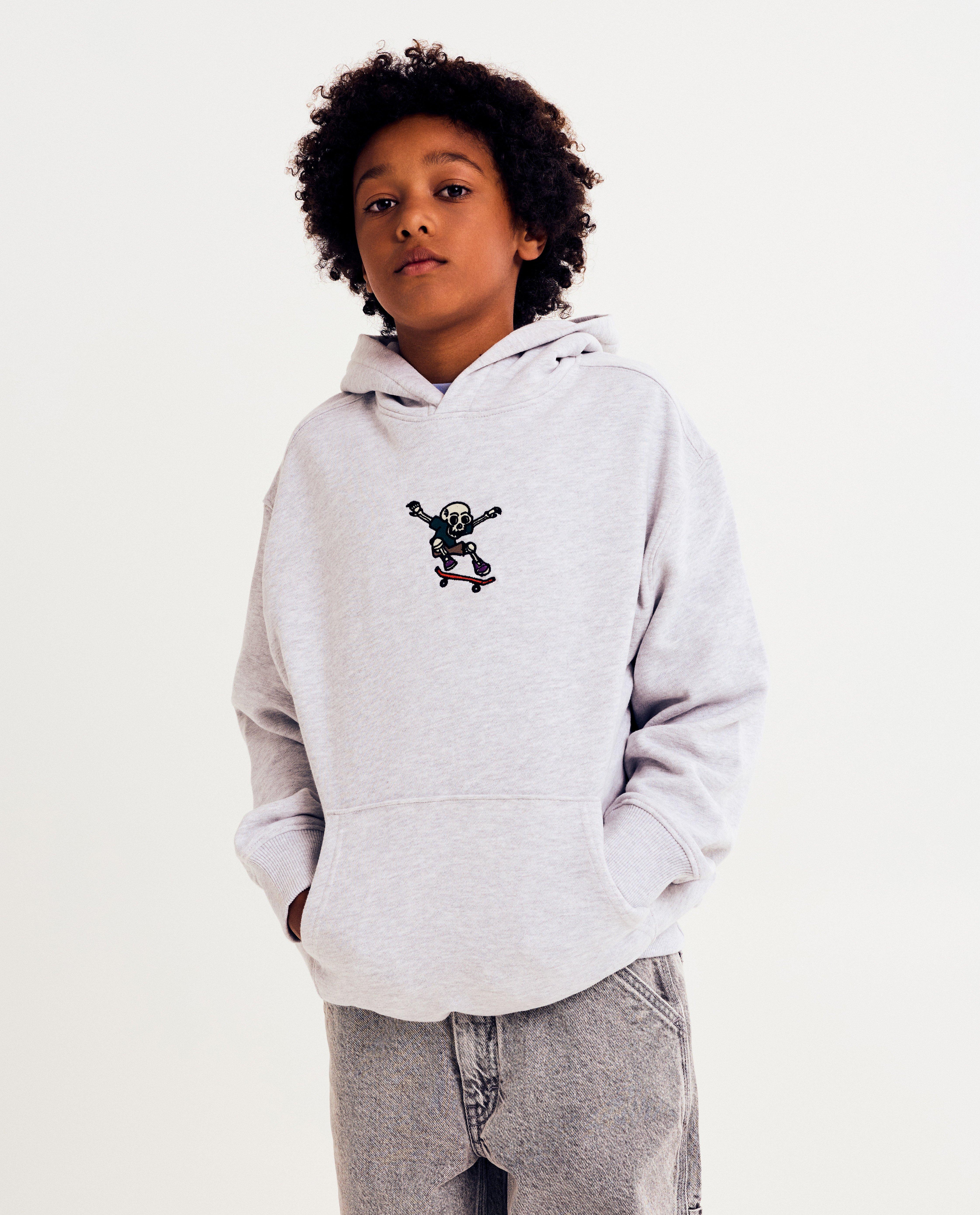 Hoodie met geborduurde figuur, loose fit - null - Fish & Chips