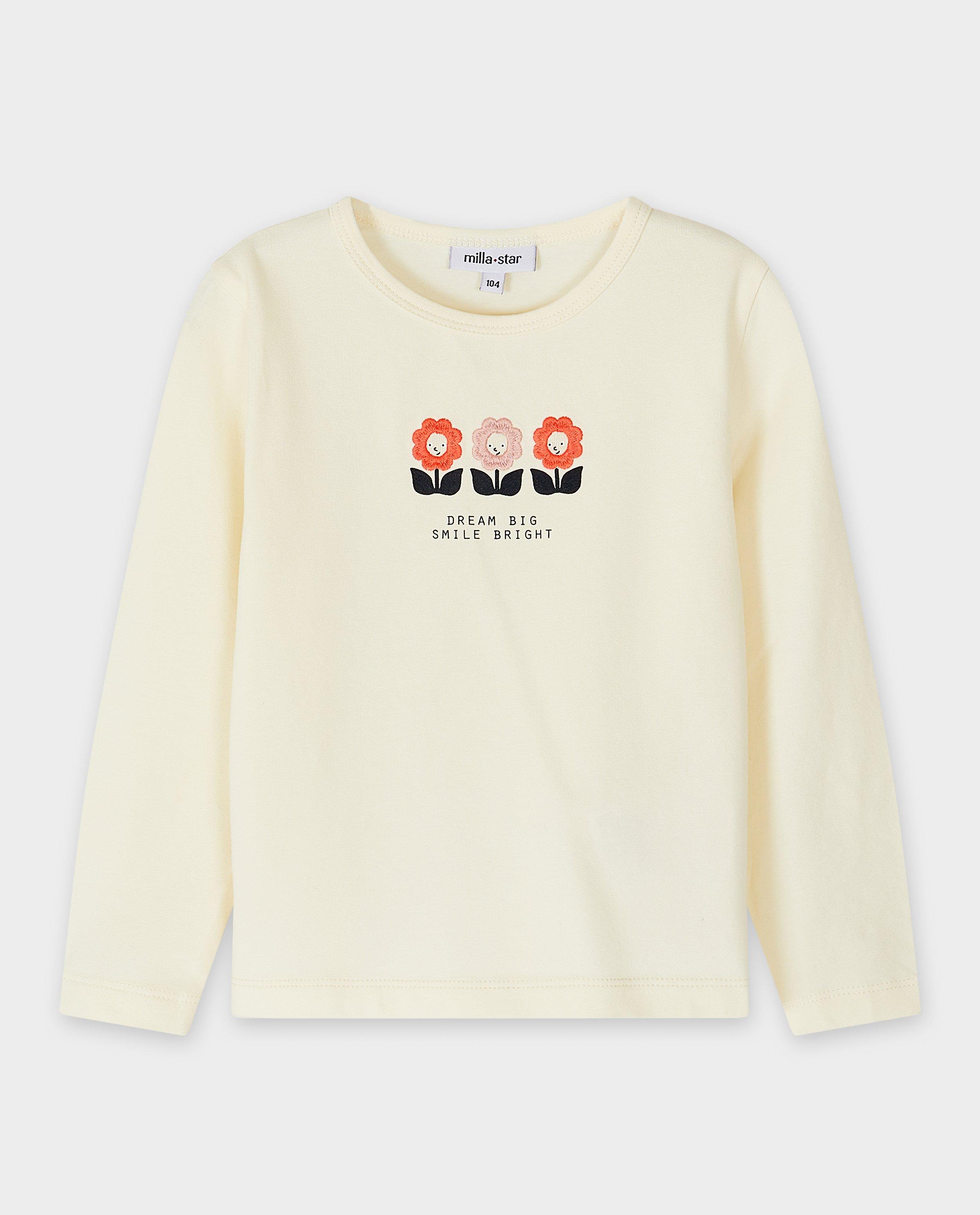 T-shirts - Longsleeve met geborduurde bloem