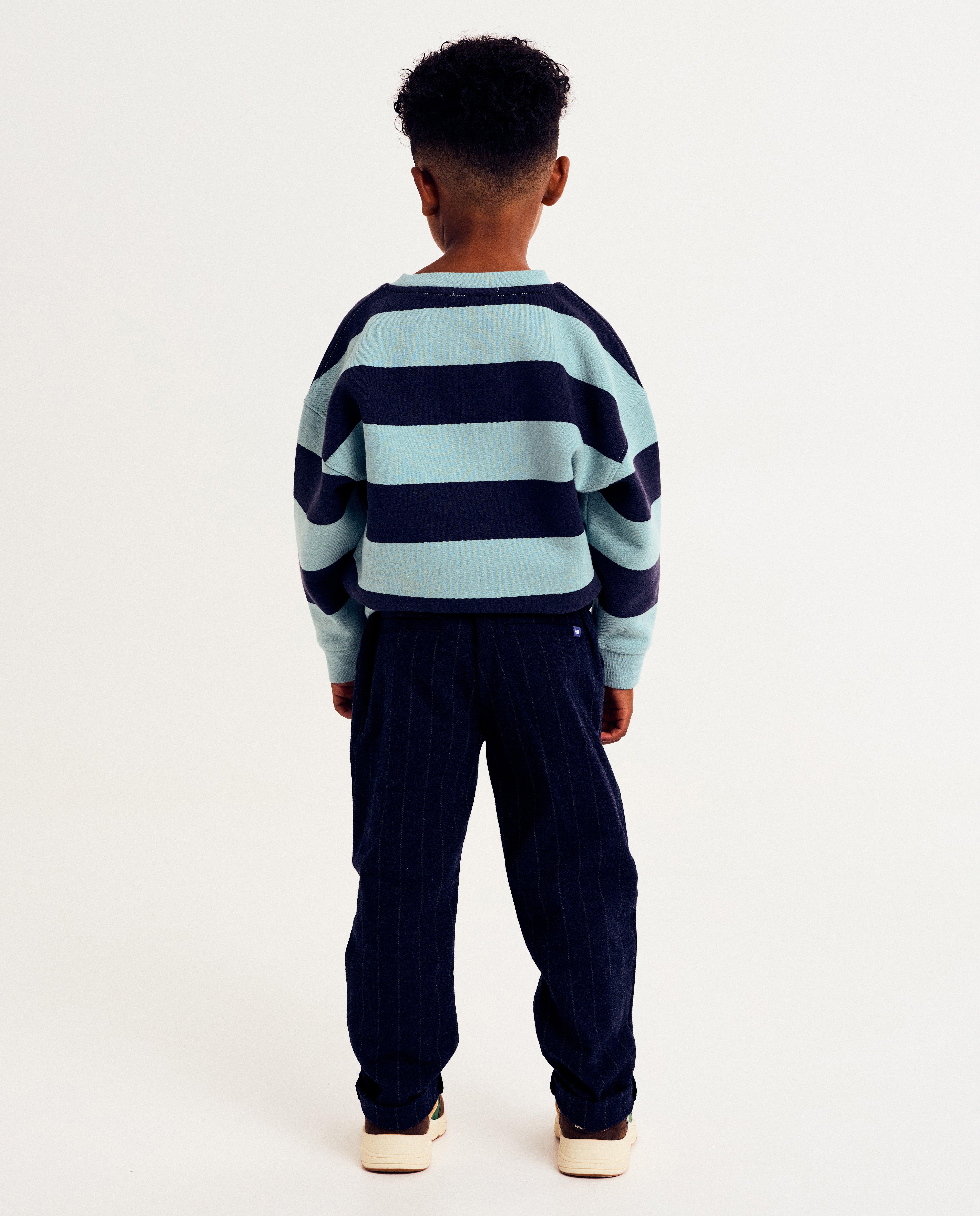 Pantalons - Pantalon bleu marine à rayures, straight fit