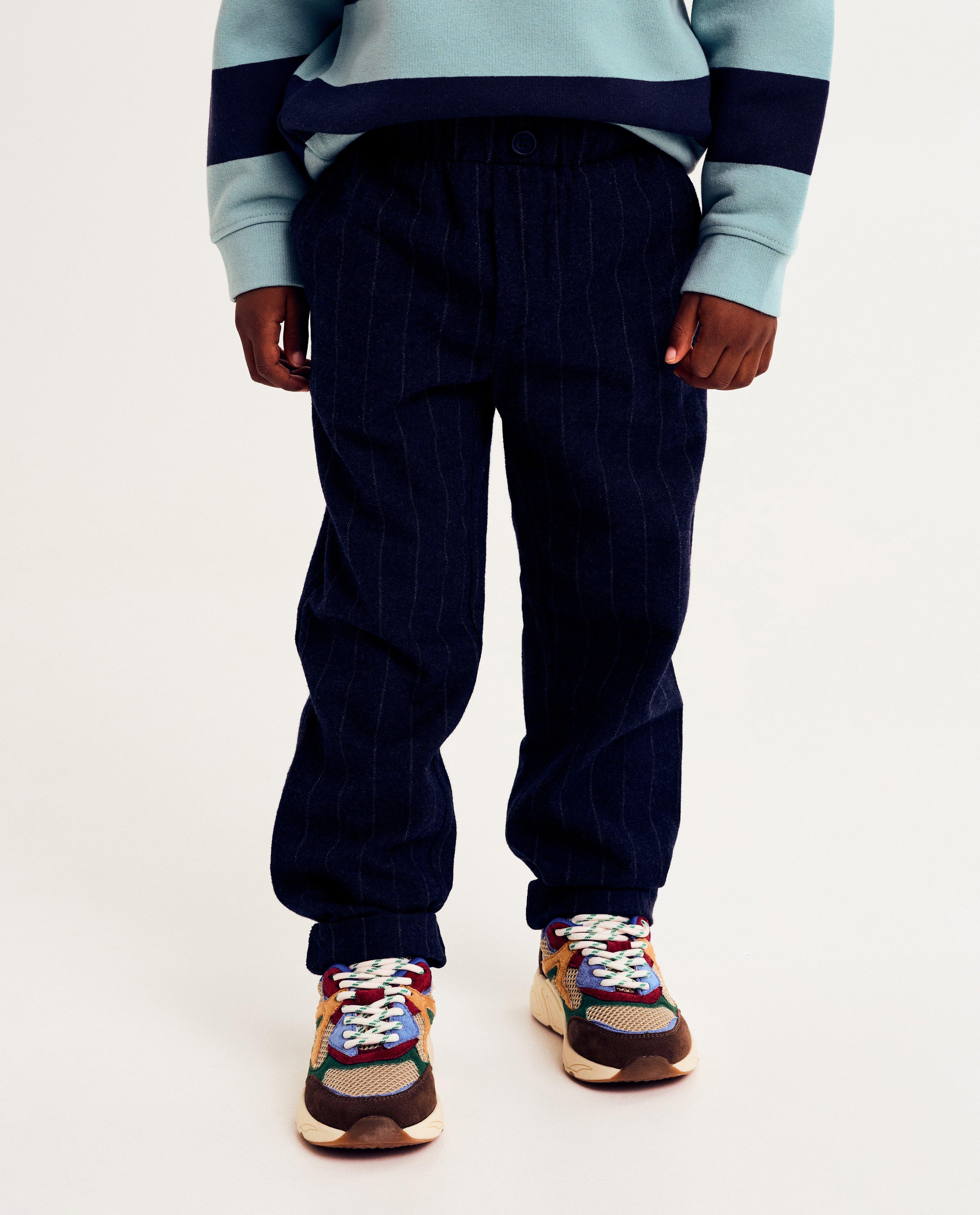 Pantalons - Pantalon bleu marine à rayures, straight fit
