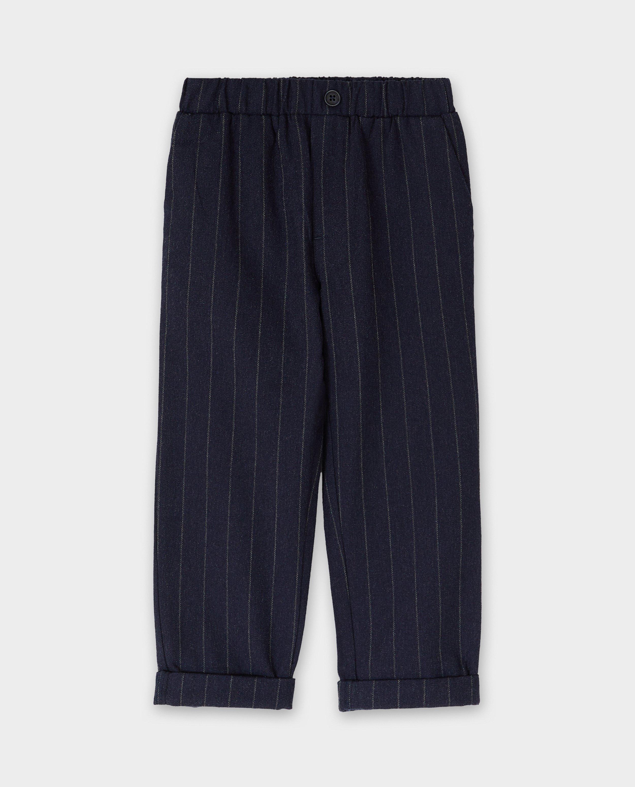 Pantalons - Pantalon bleu marine à rayures, straight fit