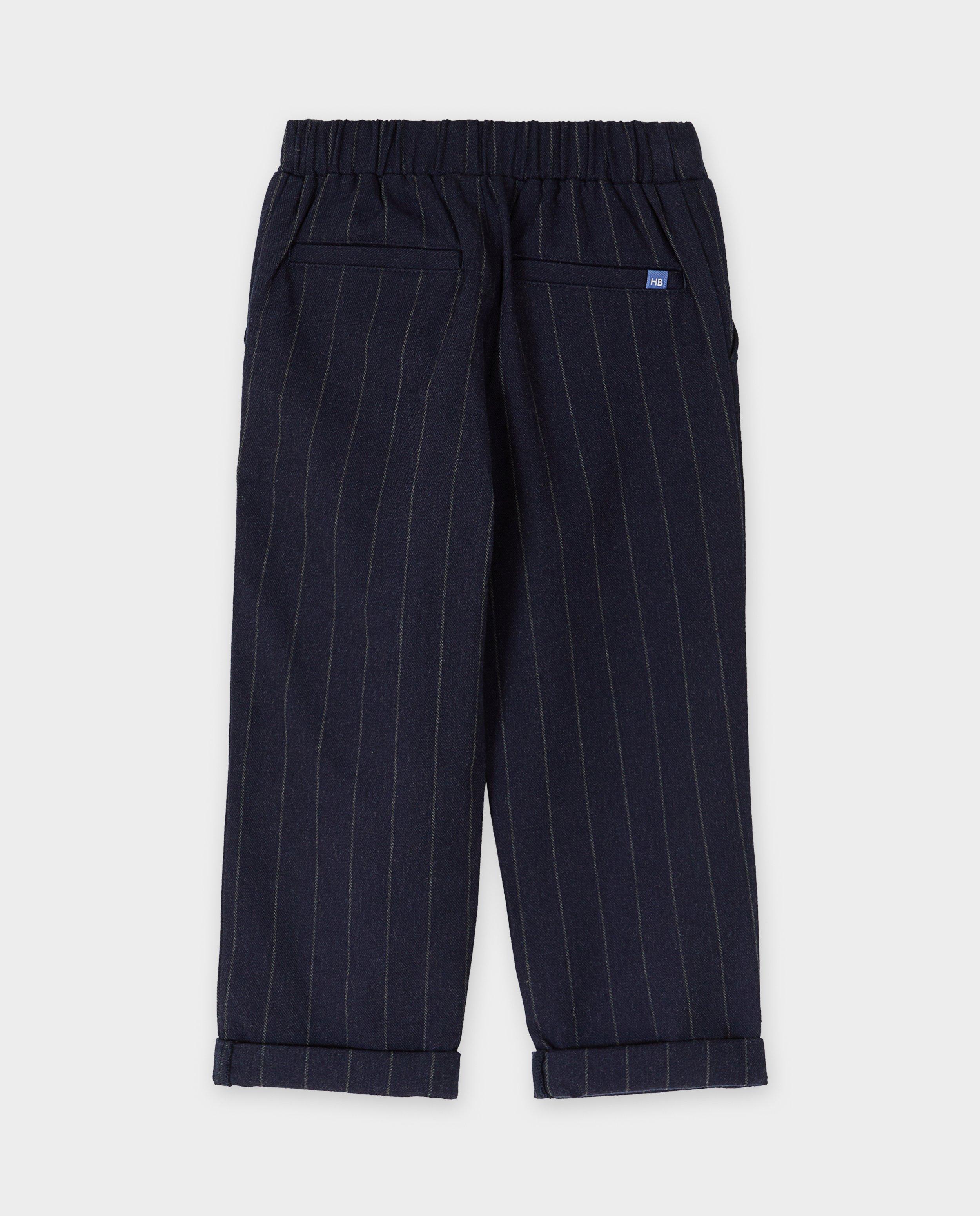 Pantalons - Pantalon bleu marine à rayures, straight fit