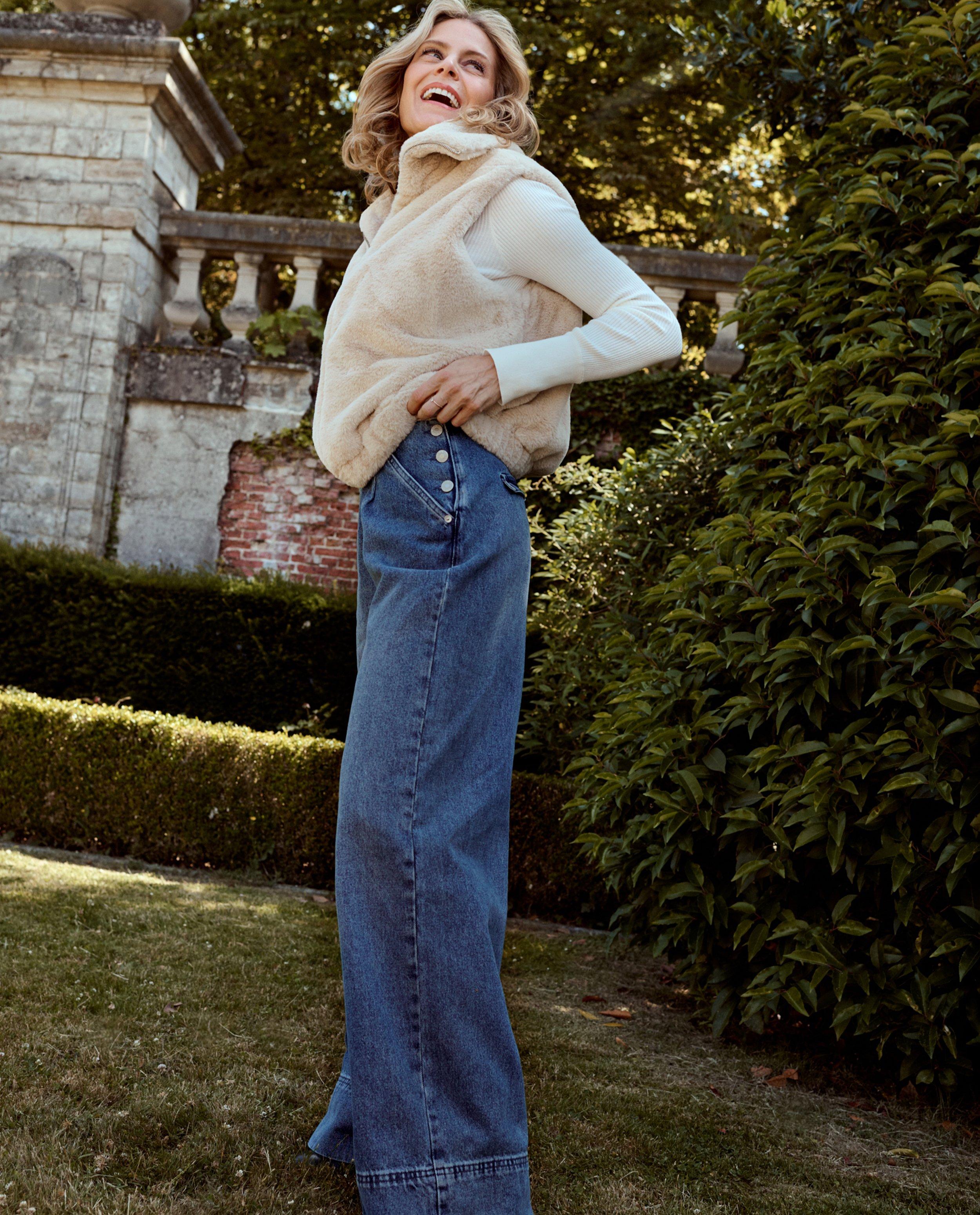 Blauwe jeans, wide leg fit