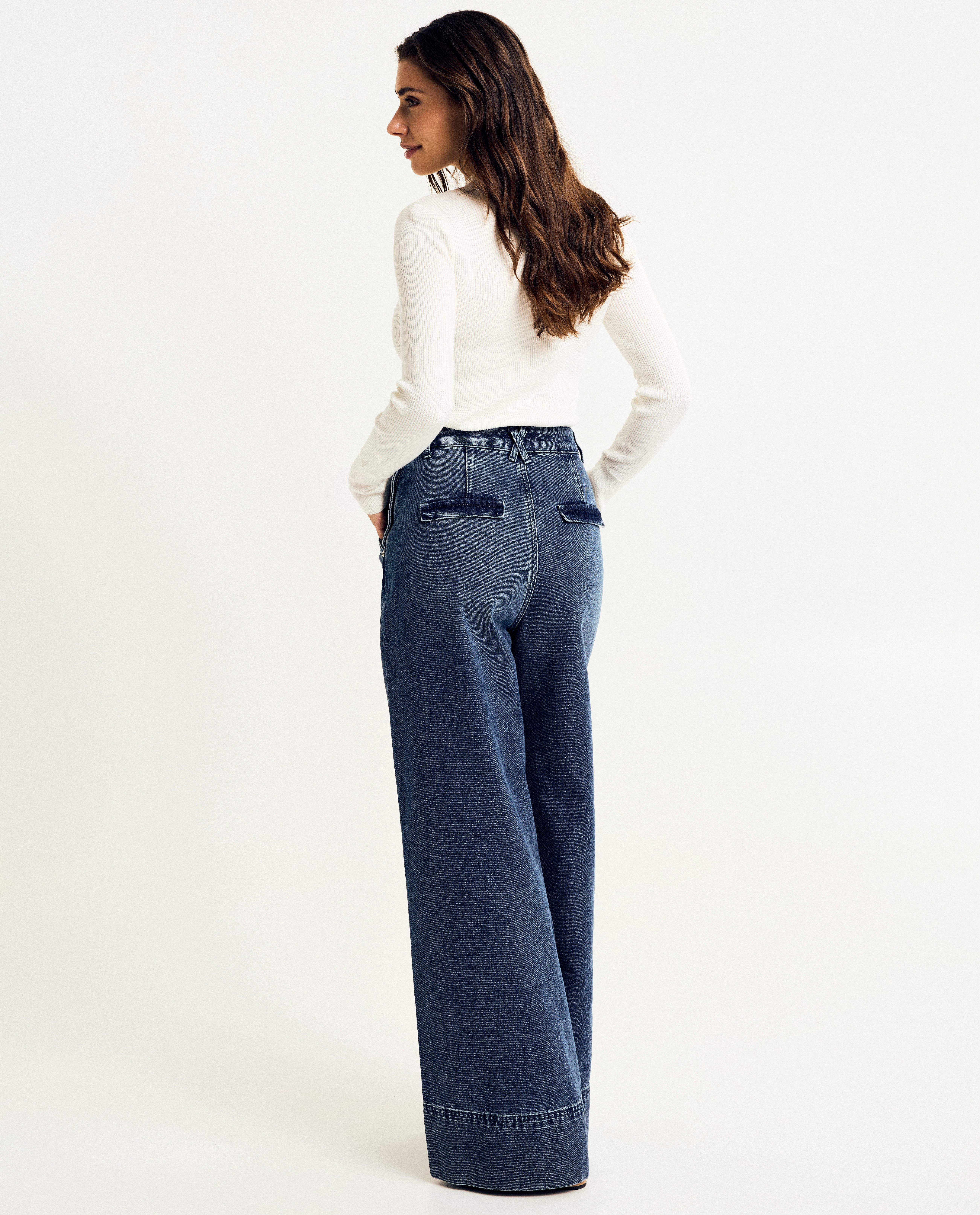 Jeans - Blauwe jeans, wide leg fit
