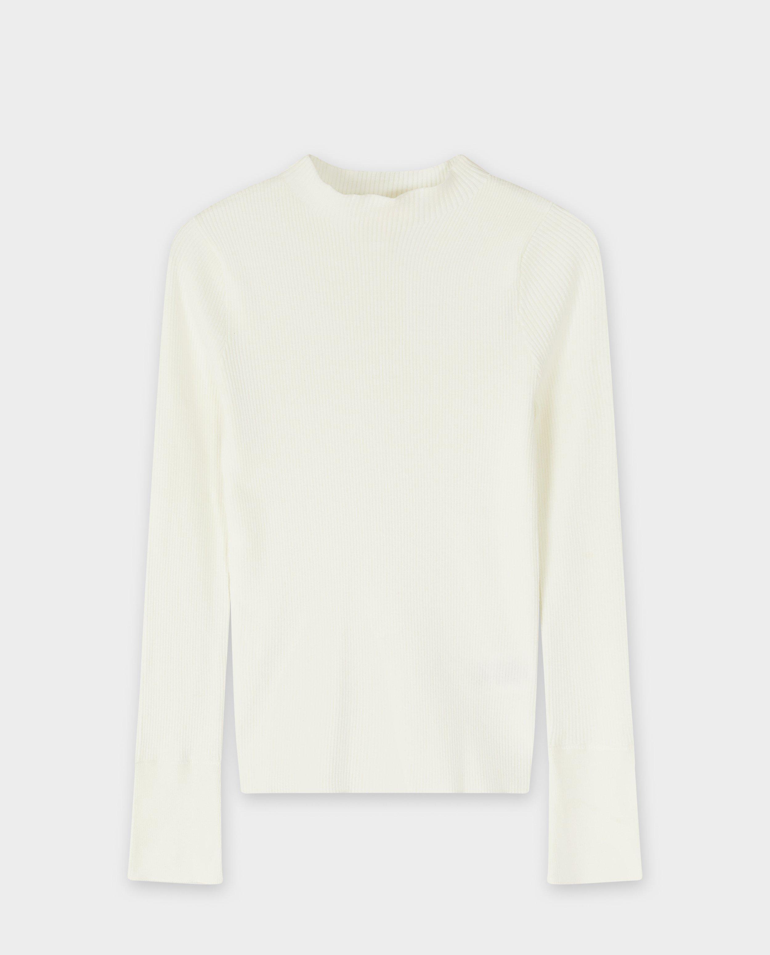 Pull &agrave; fines c&ocirc;tes - D&eacute;tails du produit - blanc - image num&eacute;ro 4