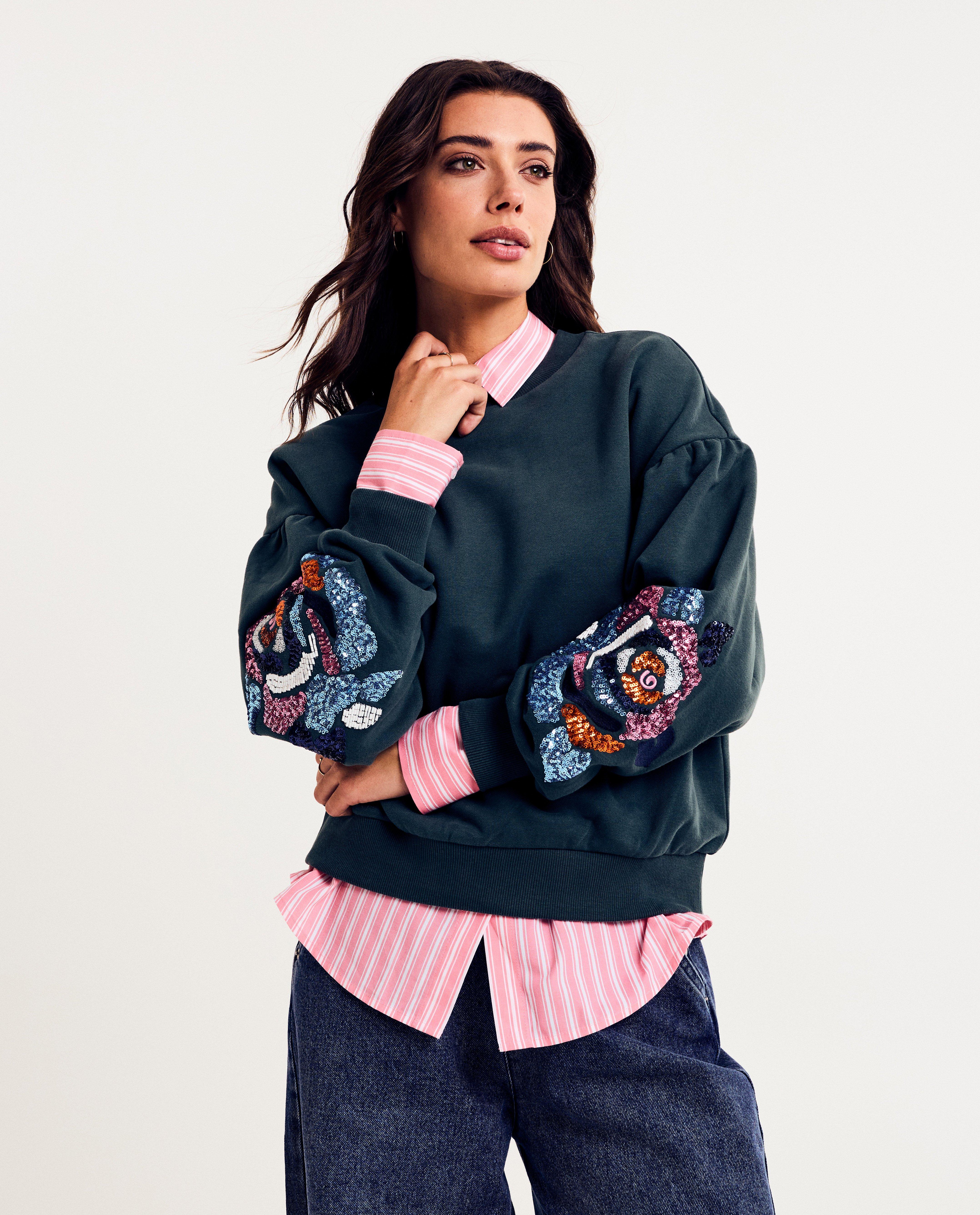 Sweaters - Donkergroene sweater met pailletten