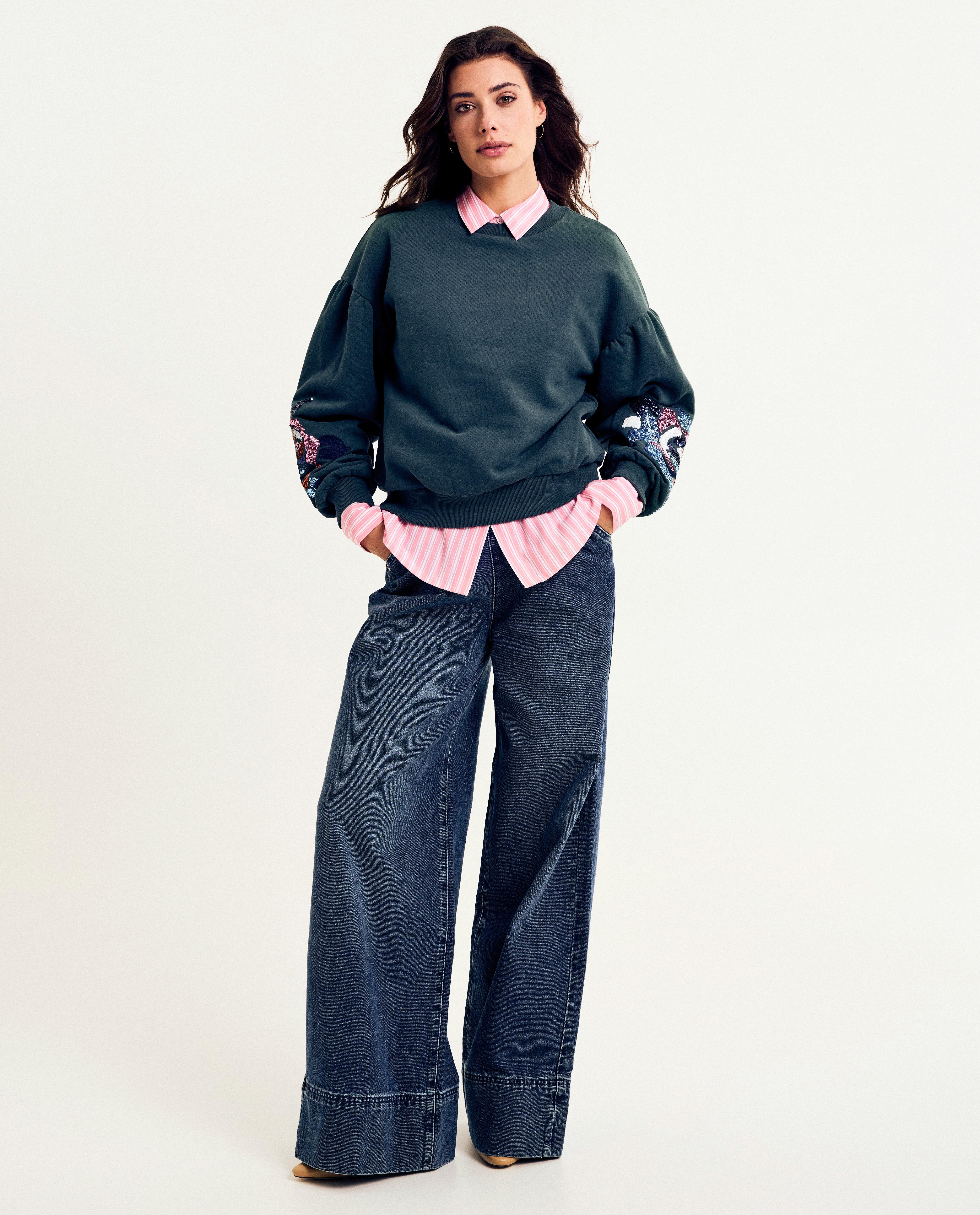 Sweaters - Donkergroene sweater met pailletten