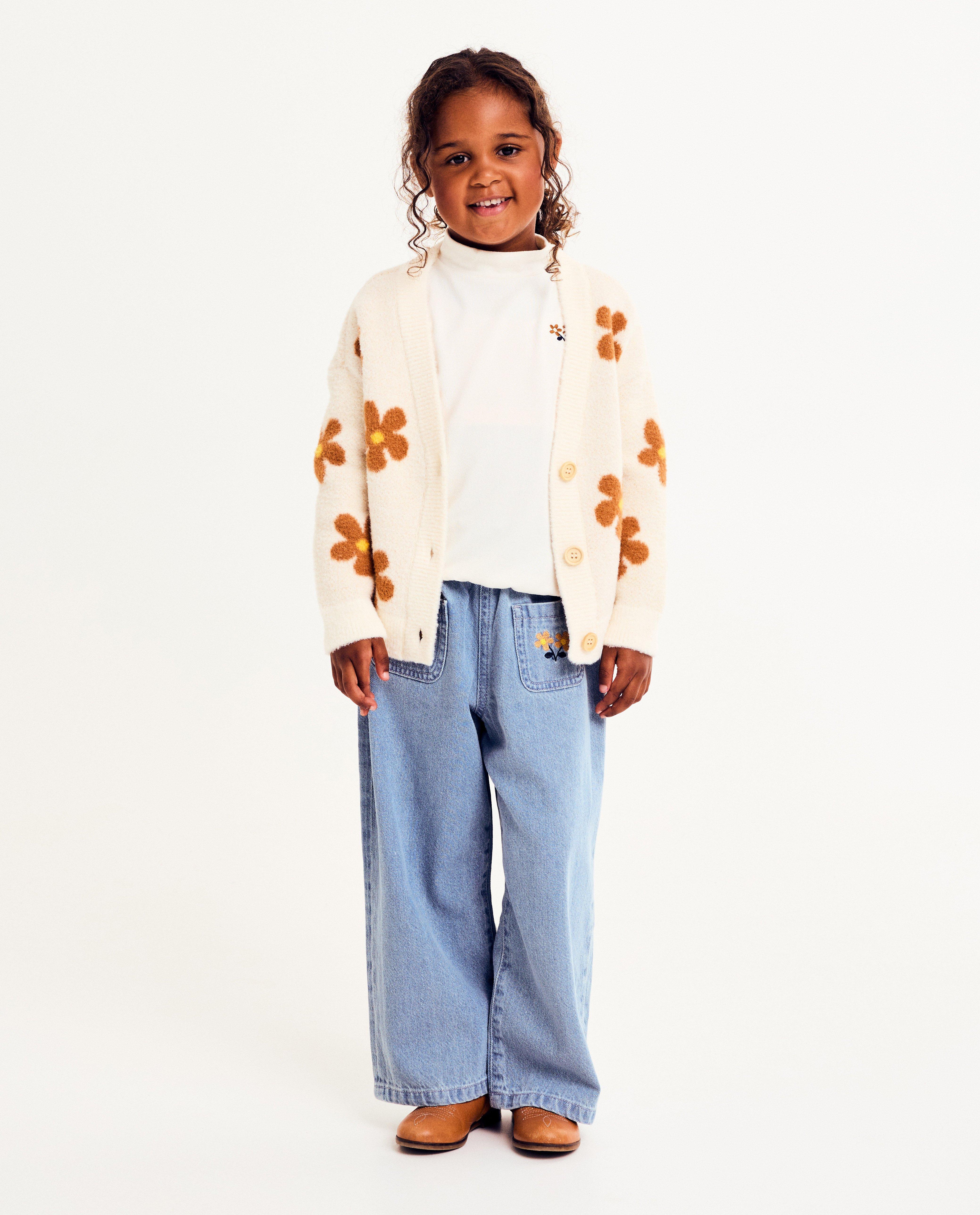 Jeans met geborduurde bloemen, extra wide fit - null - Maya